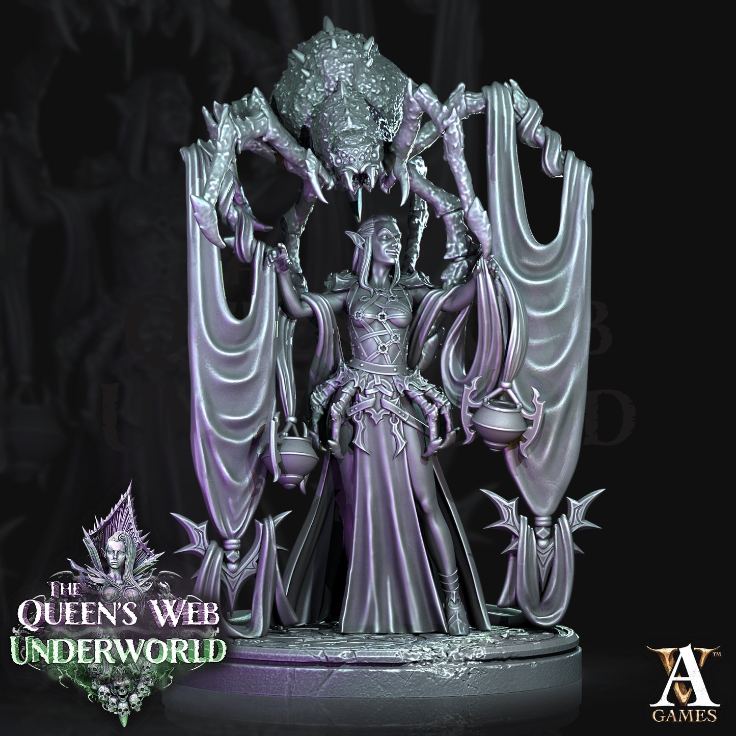 3D Printed Archvillain Games Dark Elves Divine The Queen's Web Underworld 28 32mm D&D - 3D Printing Boss 