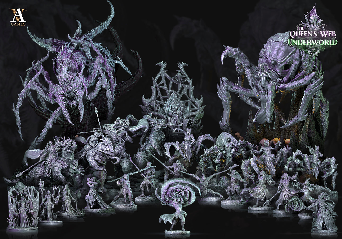 3D Printed Archvillain Games Dark Elves Divine The Queen's Web Underworld 28 32mm D&D - 3D Printing Boss 
