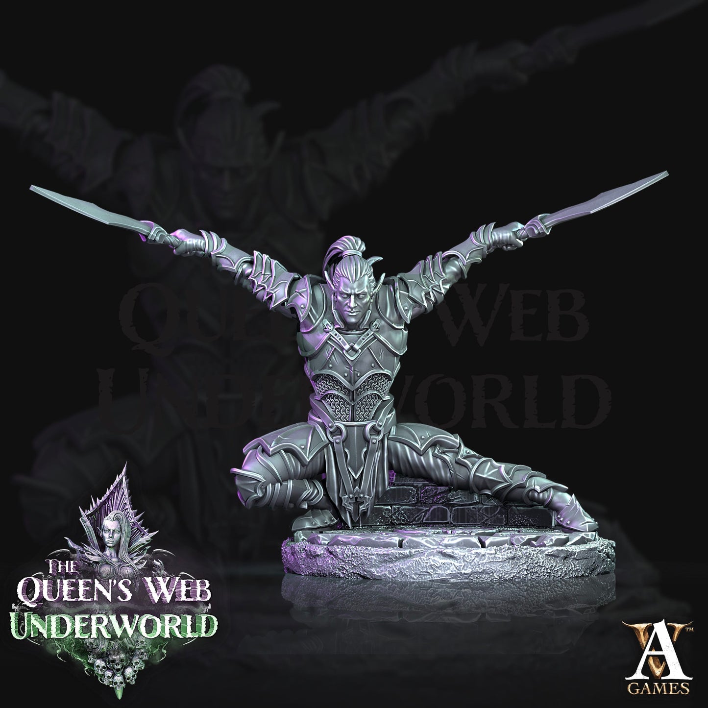 3D Printed Archvillain Games Dark Elves Melee The Queen's Web Underworld 28 32mm D&D - 3D Printing Boss 