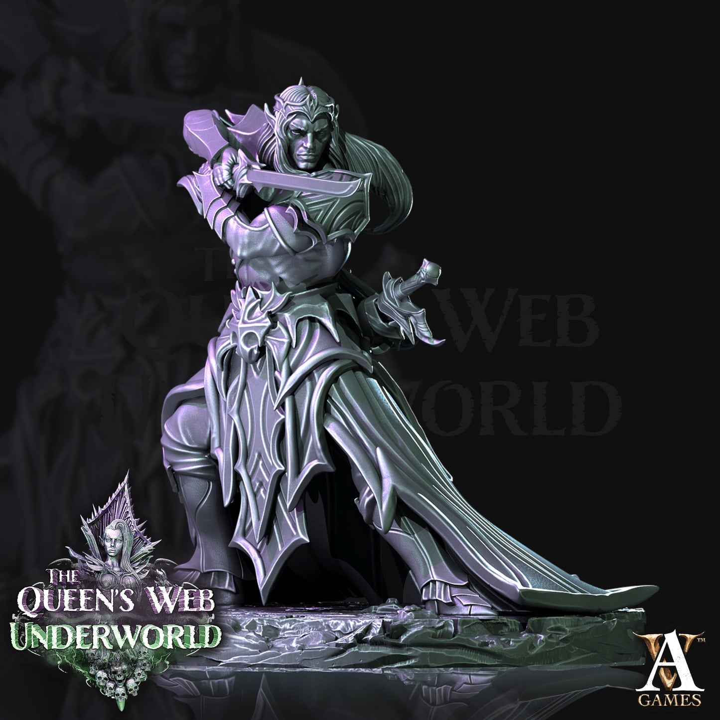 3D Printed Archvillain Games Dark Elves Melee The Queen's Web Underworld 28 32mm D&D - 3D Printing Boss 