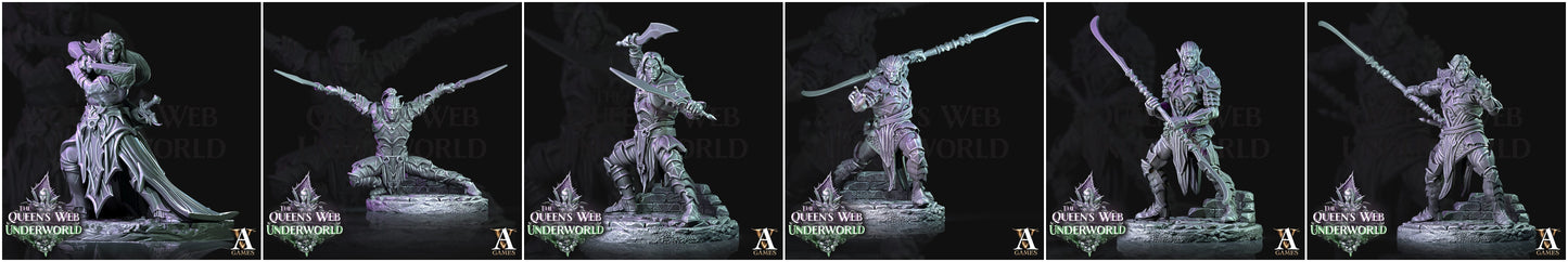 3D Printed Archvillain Games Dark Elves Melee The Queen's Web Underworld 28 32mm D&D - 3D Printing Boss 
