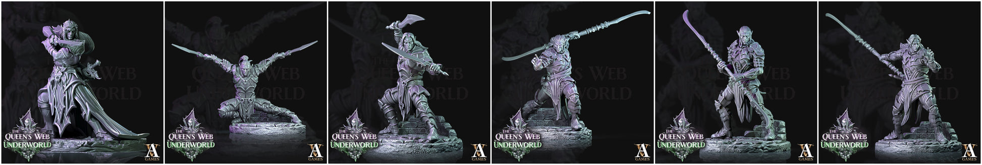 3D Printed Archvillain Games Dark Elves Melee The Queen's Web Underworld 28 32mm D&D - 3D Printing Boss 