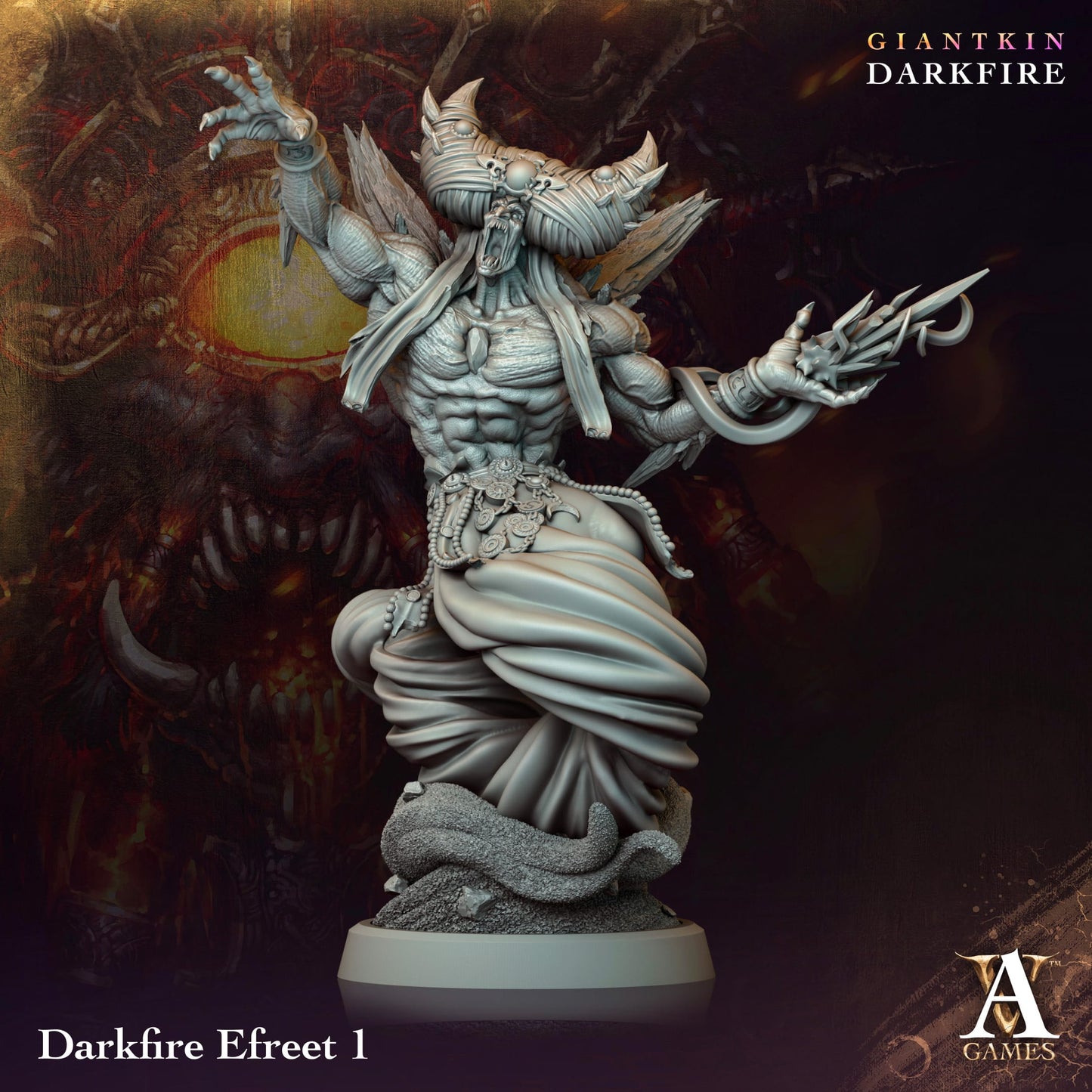 3D Printed Archvillain Games Darkfire Efreet Giantkin Darkfire 28 32mm D&D - 3D Printing Boss 