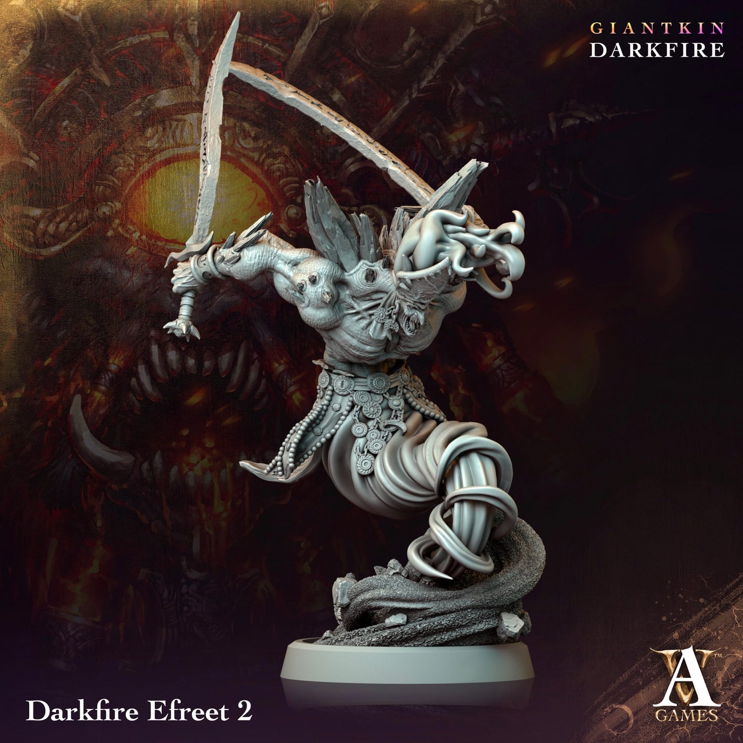 3D Printed Archvillain Games Darkfire Efreet Giantkin Darkfire 28 32mm D&D - 3D Printing Boss 