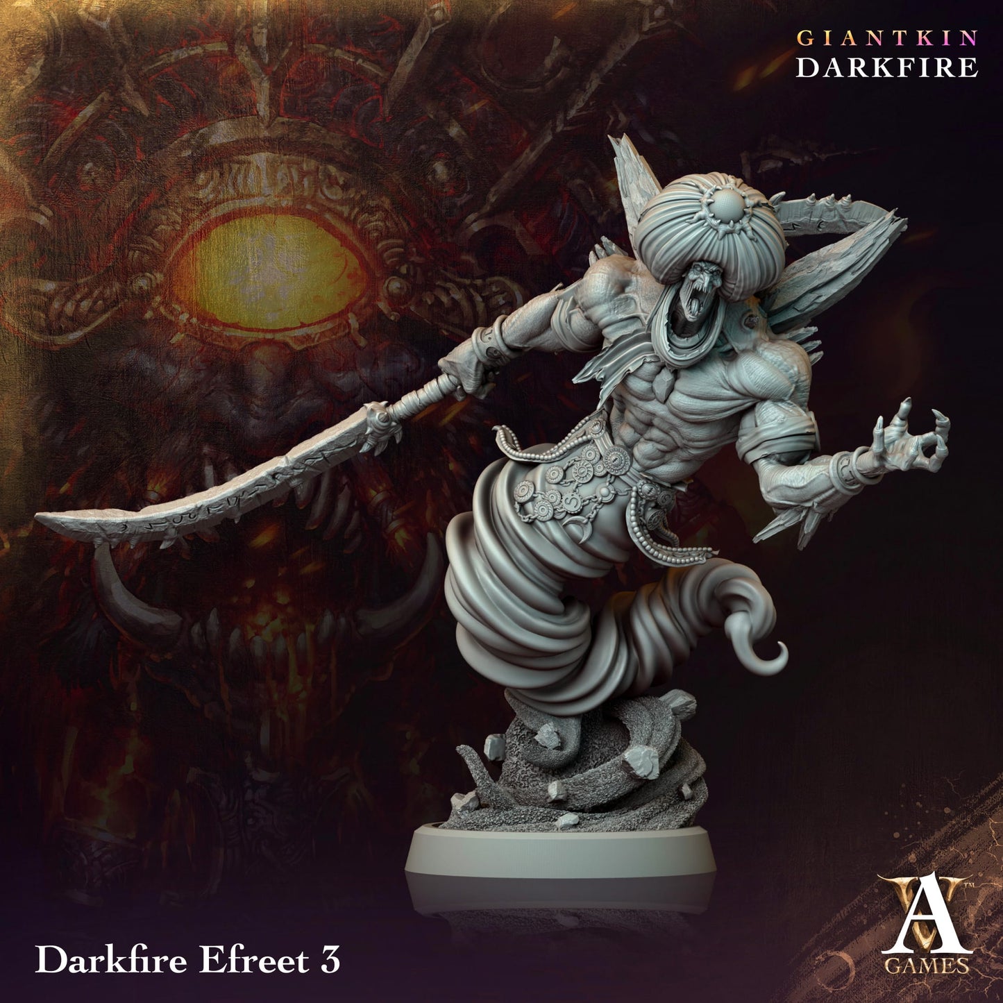 3D Printed Archvillain Games Darkfire Efreet Giantkin Darkfire 28 32mm D&D - 3D Printing Boss 