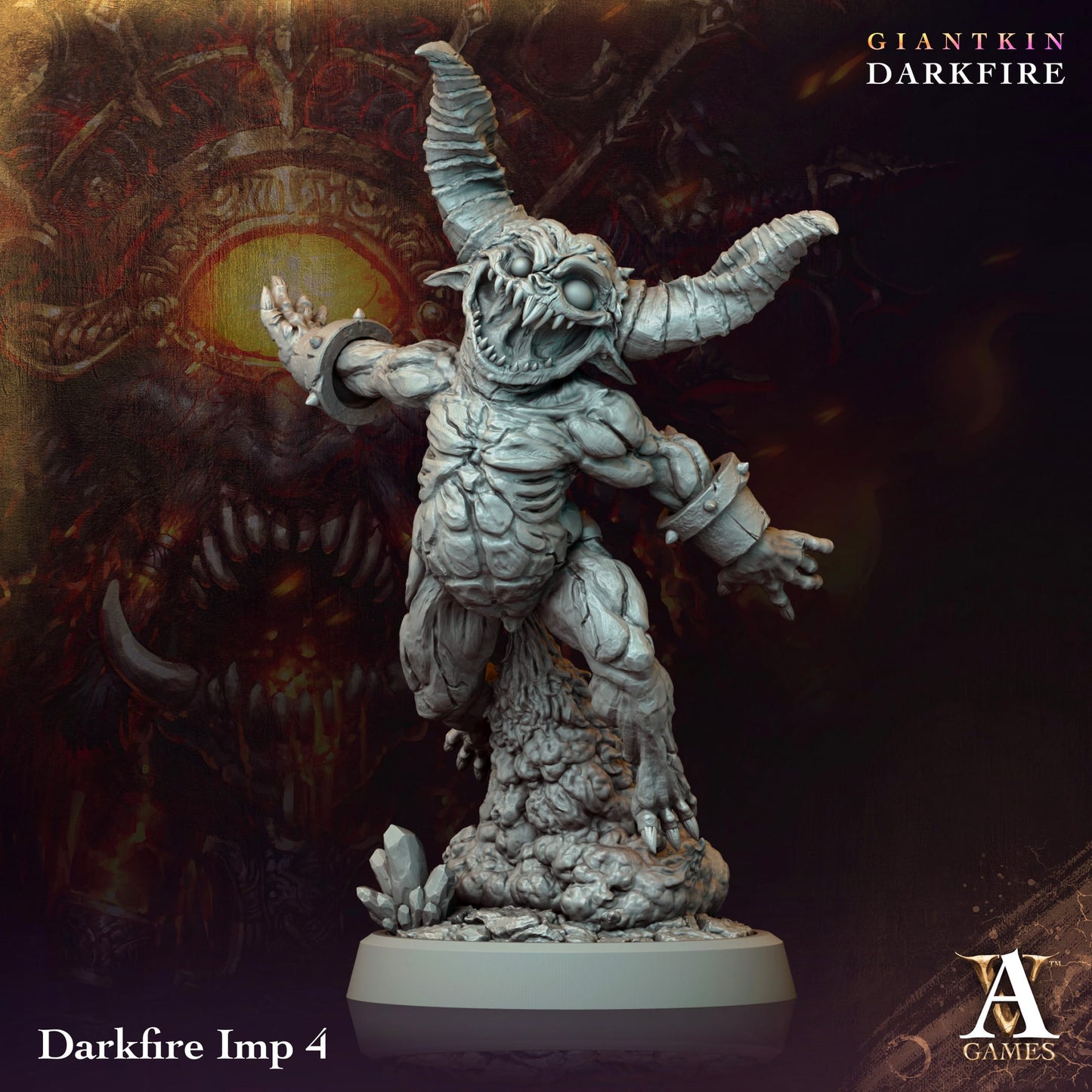 3D Printed Archvillain Games Darkfire Imp Giantkin Darkfire Archvillain Society Vol. XXXIV 28 32mm D&D - 3D Printing Boss 