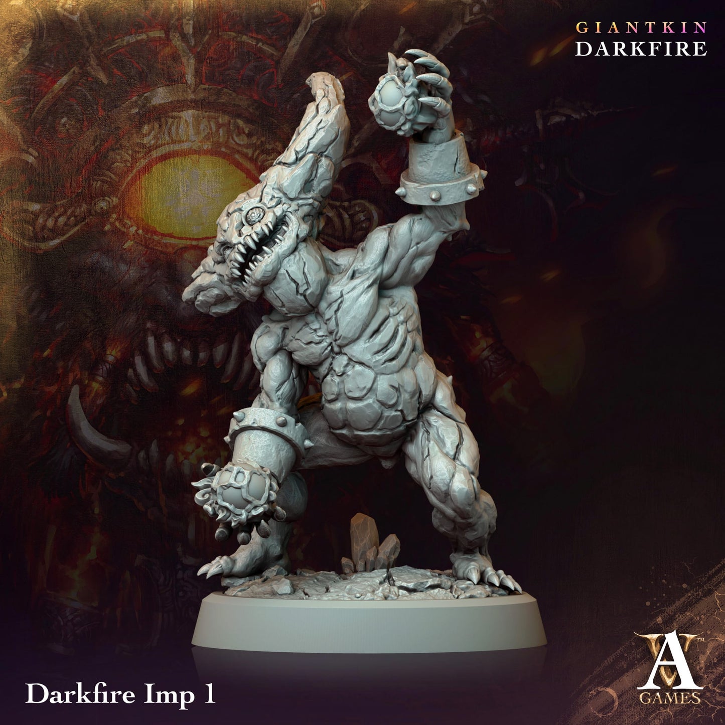 3D Printed Archvillain Games Darkfire Imp Giantkin Darkfire Archvillain Society Vol. XXXIV 28 32mm D&D - 3D Printing Boss 