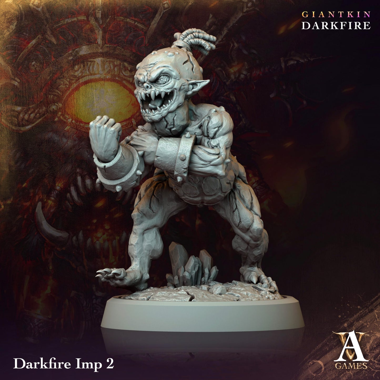 3D Printed Archvillain Games Darkfire Imp Giantkin Darkfire Archvillain Society Vol. XXXIV 28 32mm D&D - 3D Printing Boss 