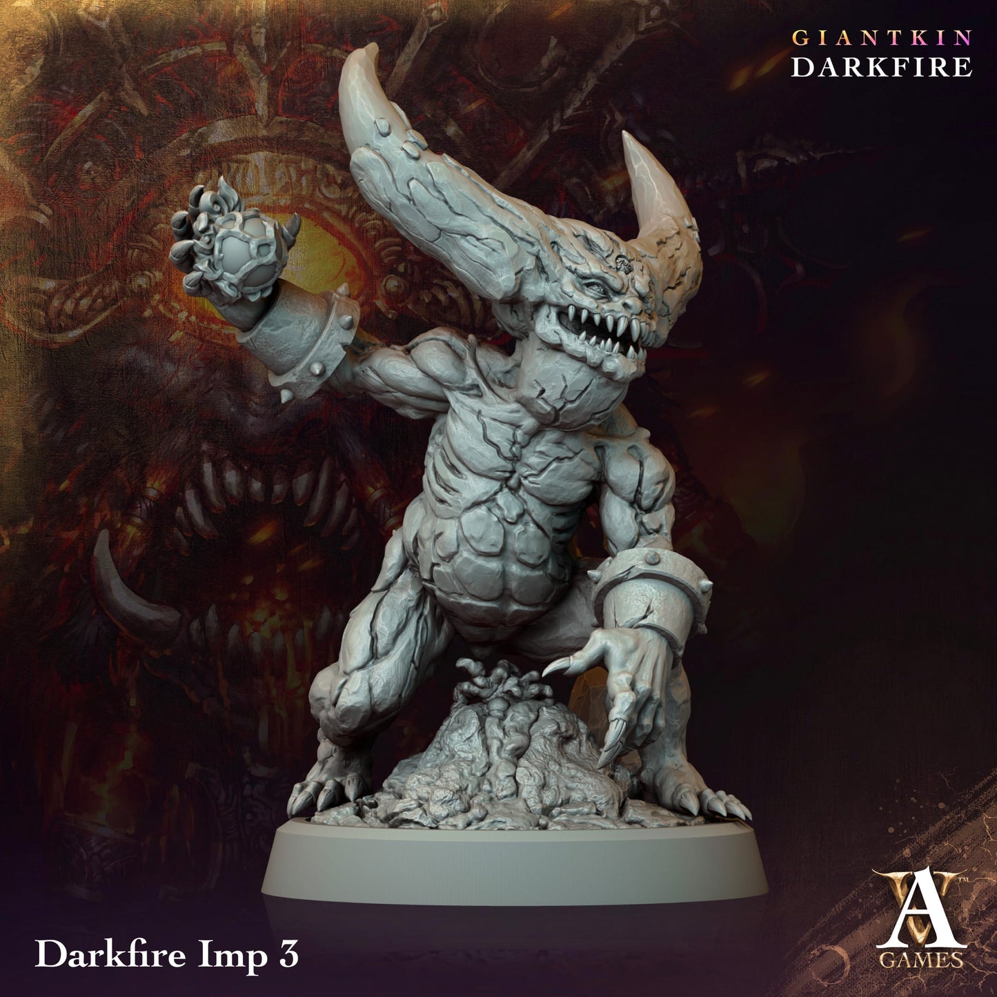 3D Printed Archvillain Games Darkfire Imp Giantkin Darkfire Archvillain Society Vol. XXXIV 28 32mm D&D - 3D Printing Boss 