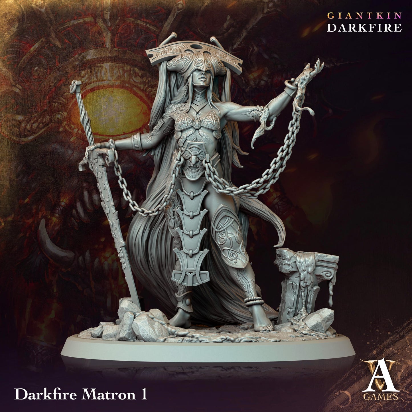 3D Printed Archvillain Games Darkfire Matron Giantkin Darkfire Archvillain Society Vol. XXXIV 28 32mm D&D - 3D Printing Boss 