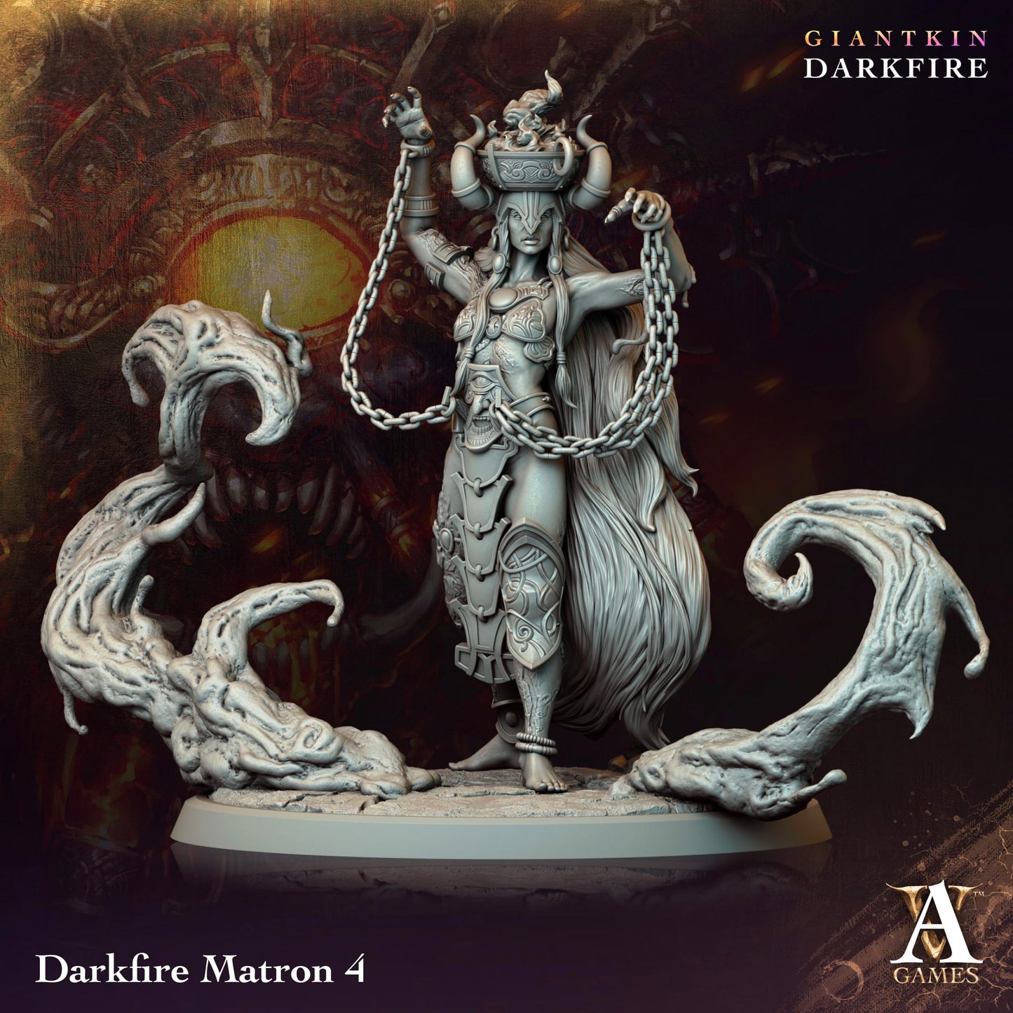 3D Printed Archvillain Games Darkfire Matron Giantkin Darkfire Archvillain Society Vol. XXXIV 28 32mm D&D - 3D Printing Boss 