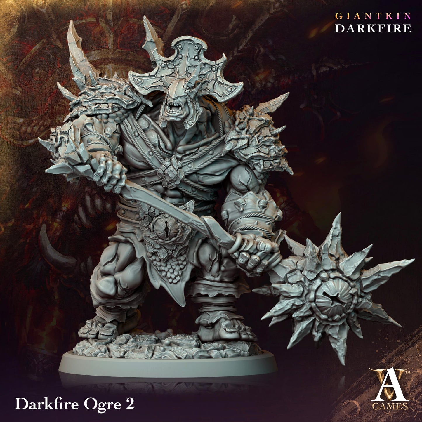 3D Printed Archvillain Games Darkfire Ogre Giantkin Darkfire Archvillain Society Vol. XXXIV 28 32mm D&D - 3D Printing Boss 