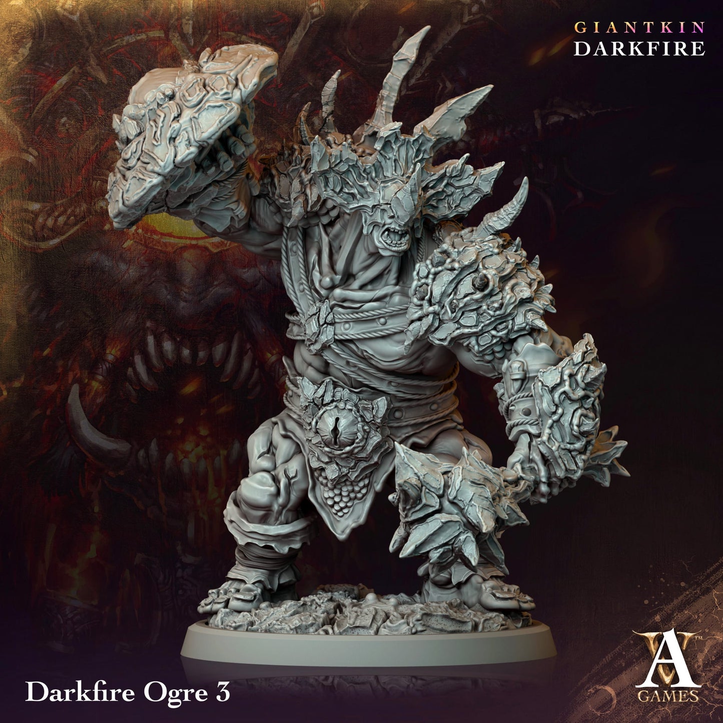 3D Printed Archvillain Games Darkfire Ogre Giantkin Darkfire Archvillain Society Vol. XXXIV 28 32mm D&D - 3D Printing Boss 