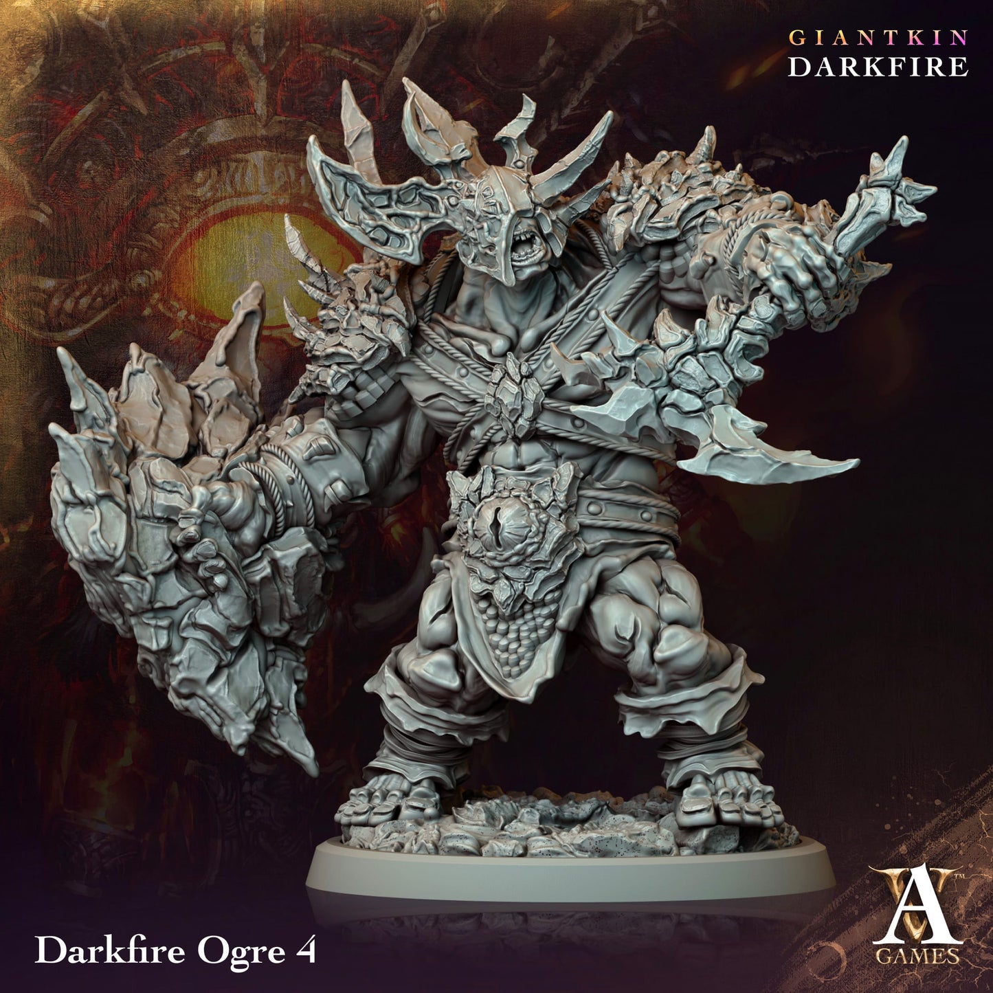 3D Printed Archvillain Games Darkfire Ogre Giantkin Darkfire Archvillain Society Vol. XXXIV 28 32mm D&D - 3D Printing Boss 