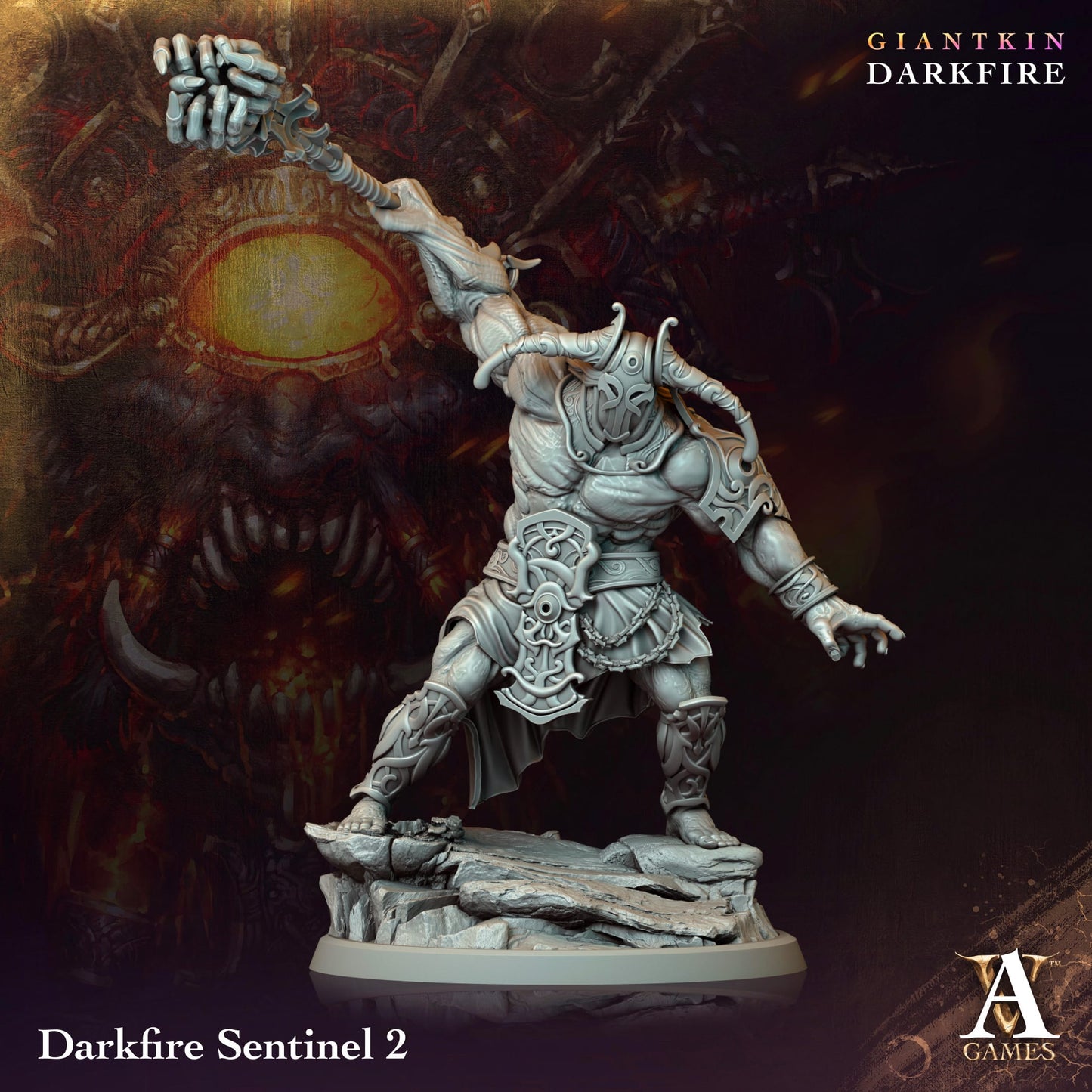 3D Printed Archvillain Games Darkfire Sentinel Giantkin Darkfire Archvillain Society Vol. XXXIV 28 32mm D&D - 3D Printing Boss 