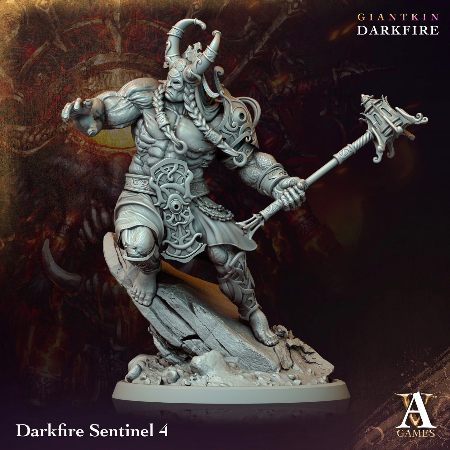 3D Printed Archvillain Games Darkfire Sentinel Giantkin Darkfire Archvillain Society Vol. XXXIV 28 32mm D&D - 3D Printing Boss 