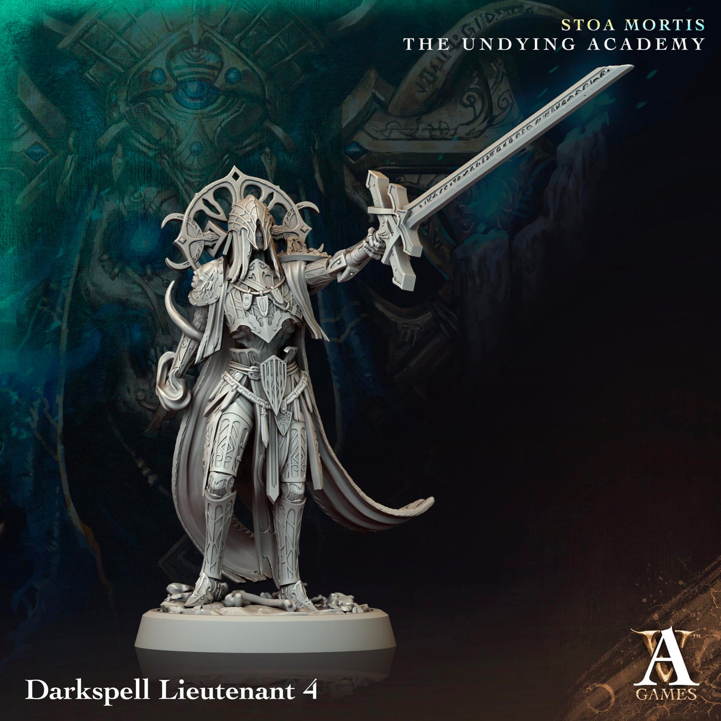 3D Printed Archvillain Games Darkspell Lieutenant Stoa Mortis The Undying Academy - 3D Printing Boss 