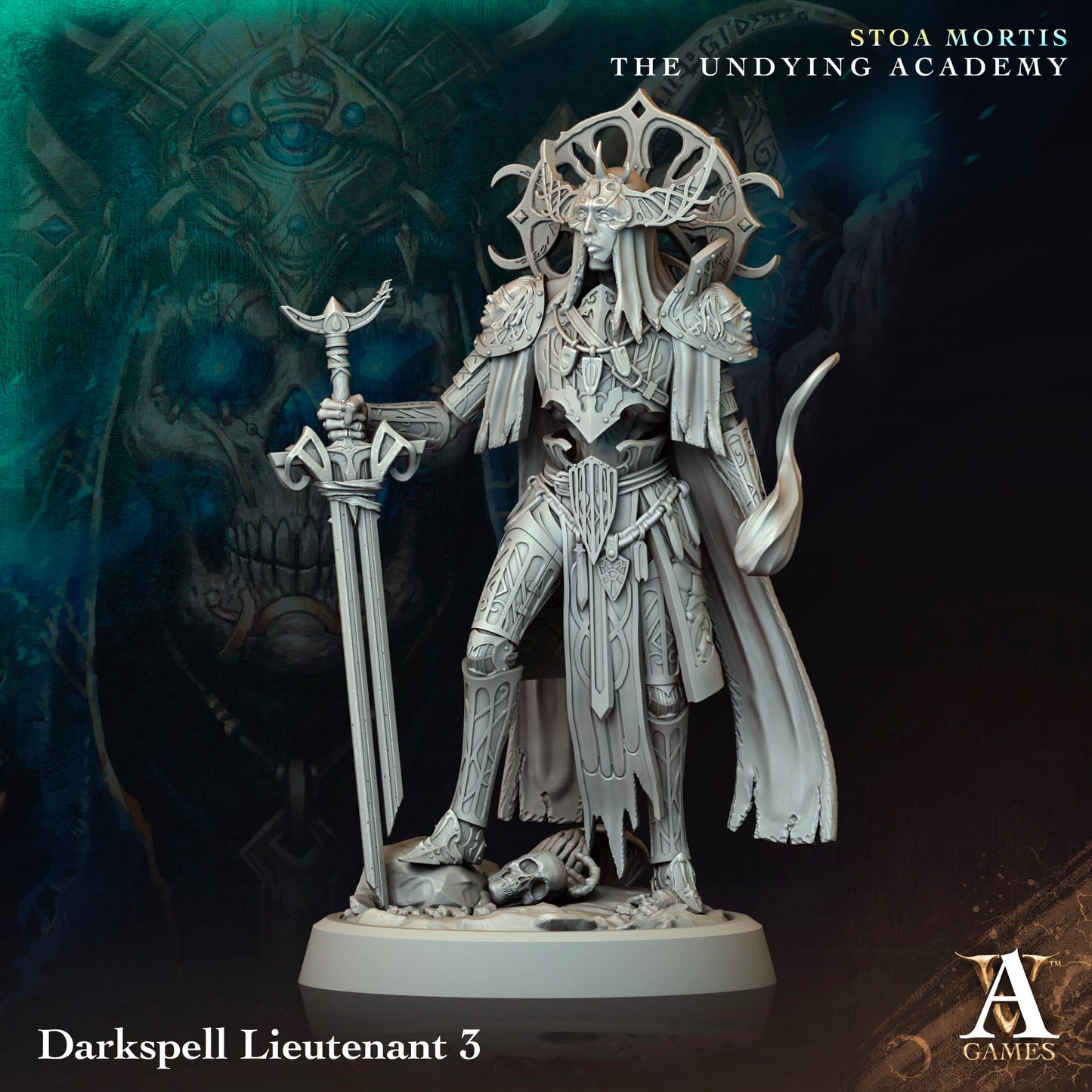 3D Printed Archvillain Games Darkspell Lieutenant Stoa Mortis The Undying Academy - 3D Printing Boss 
