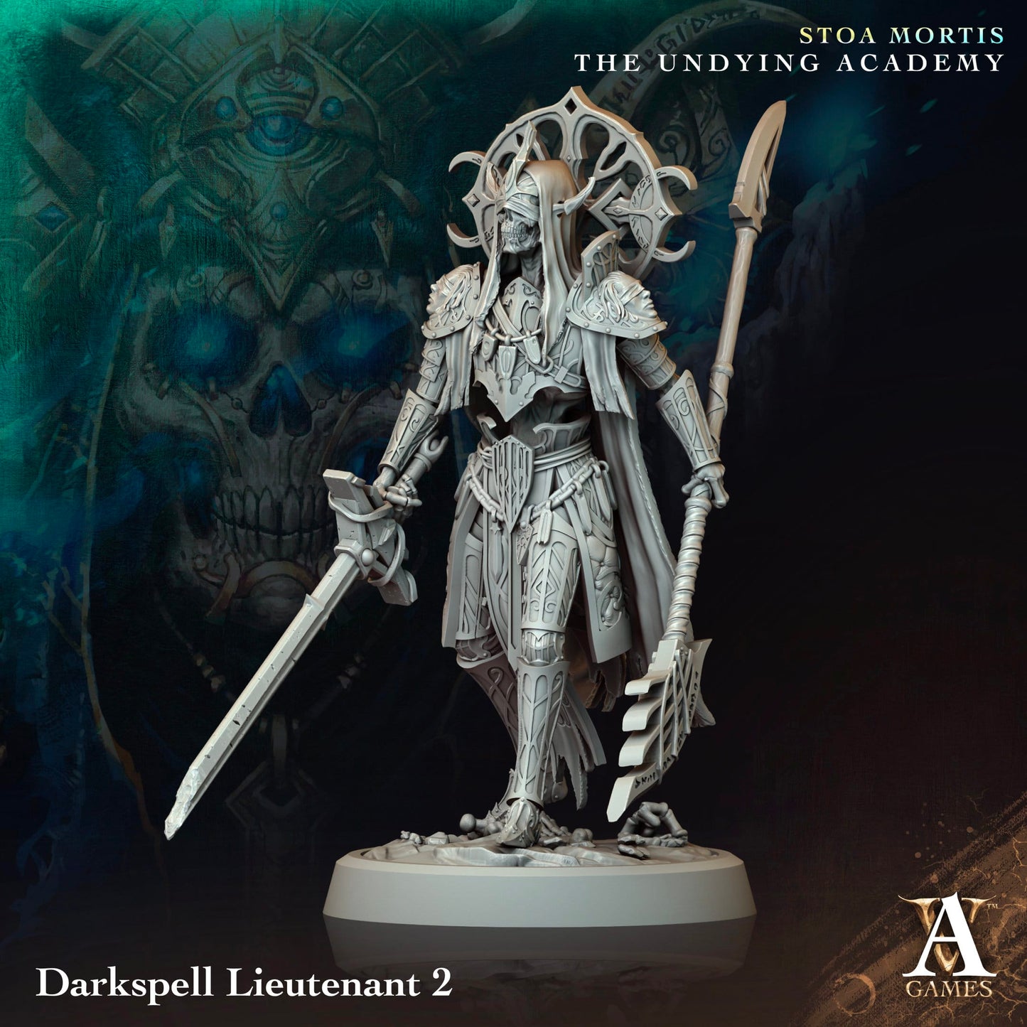 3D Printed Archvillain Games Darkspell Lieutenant Stoa Mortis The Undying Academy - 3D Printing Boss 