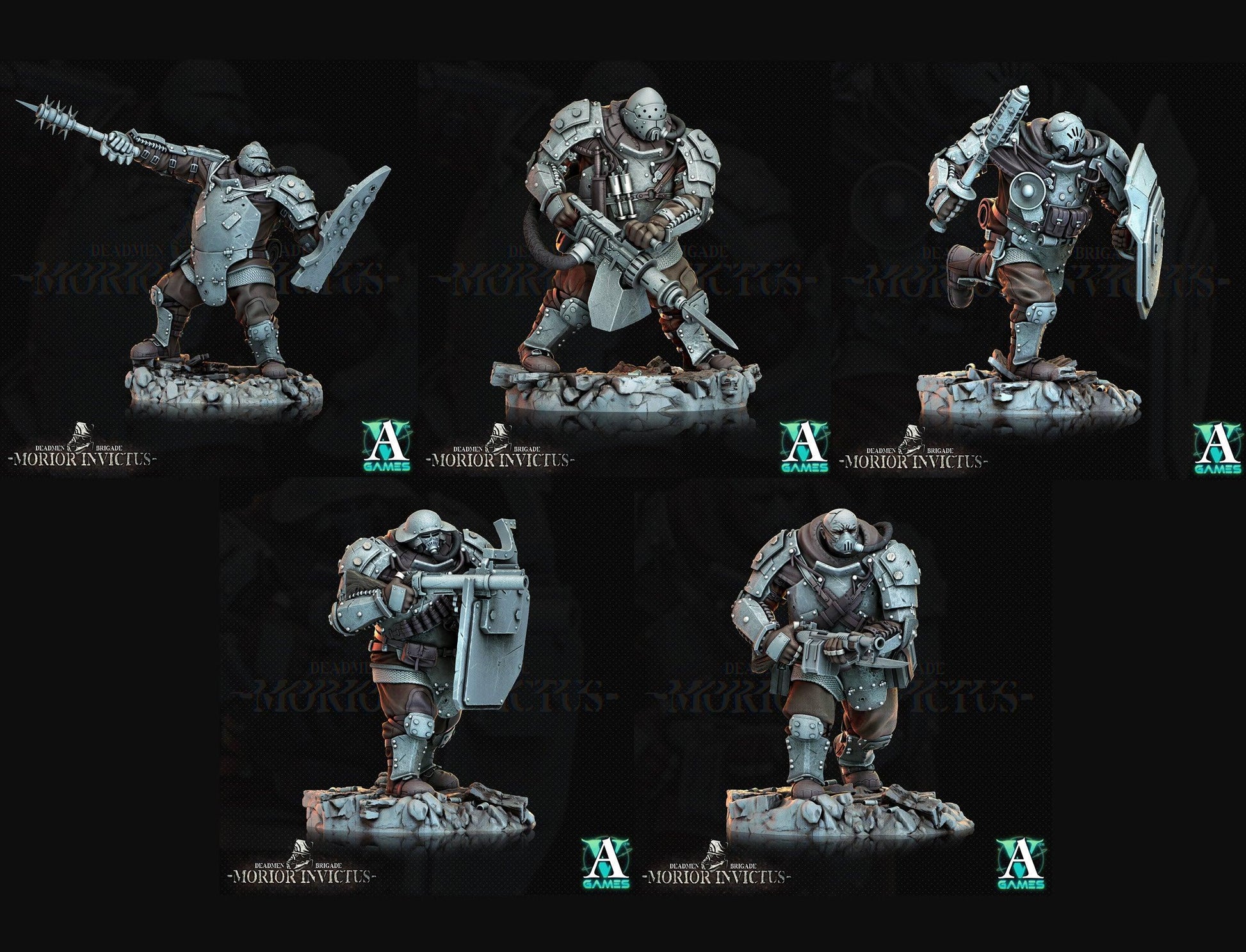 3D Printed Archvillain Games Deadmen Brigade - Morior Invictus Morior Iron Guard 28 32mm D&D - 3D Printing Boss 