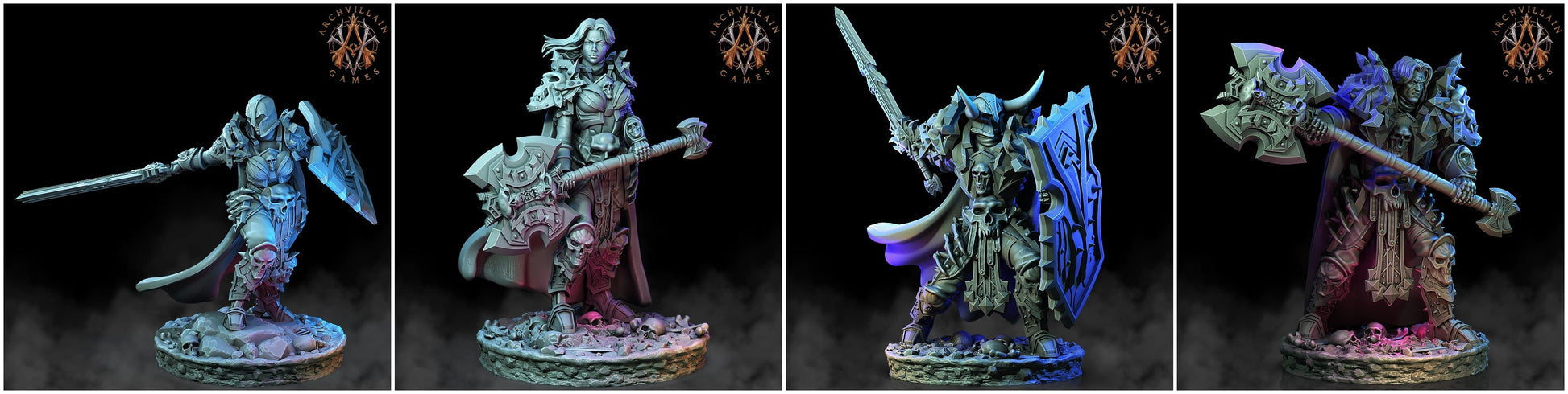 3D Printed Archvillain Games Deathcrowns The Deathknight Order 28 32mm D&D - 3D Printing Boss 