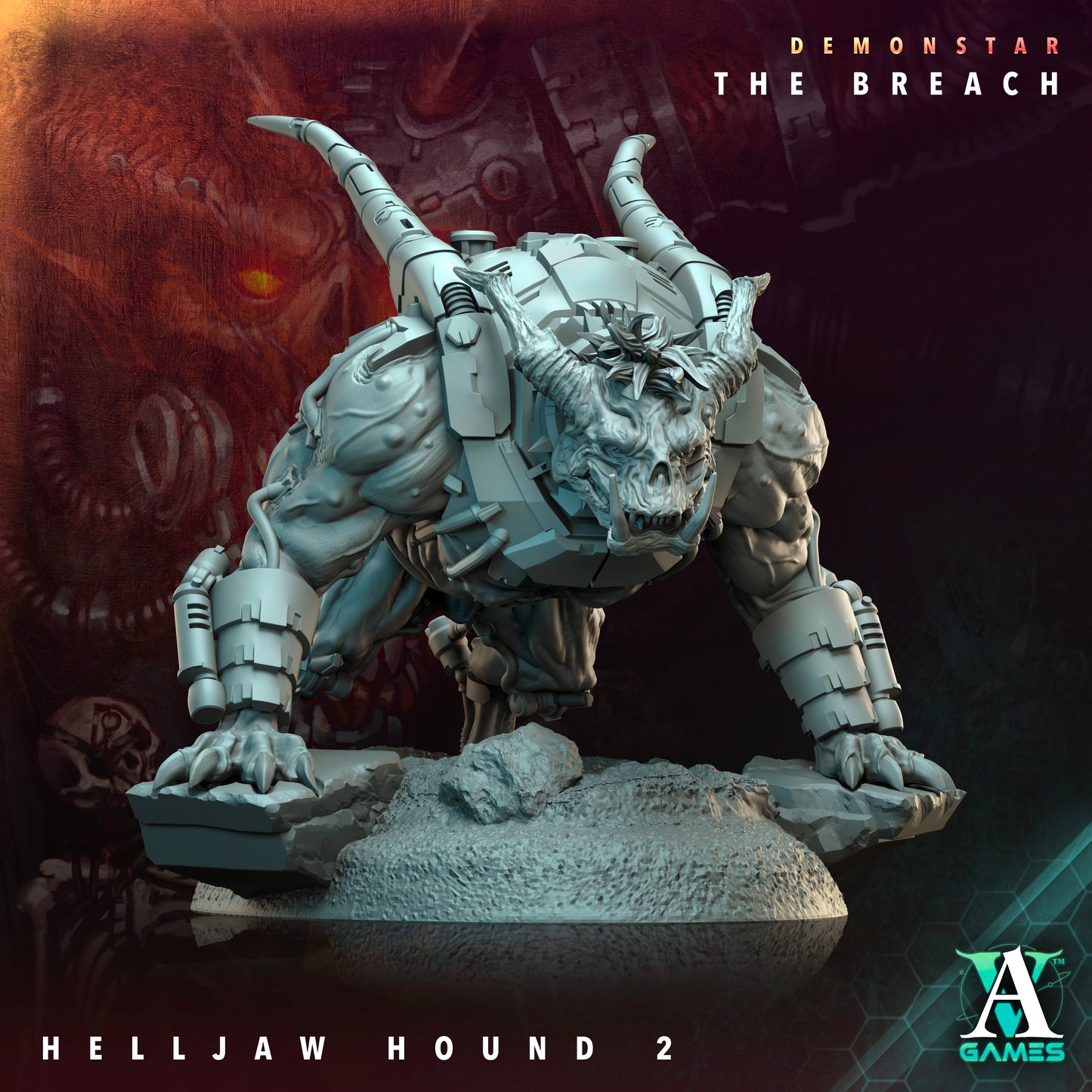 3D Printed Archvillain Games Demonstar The Breach - Helljaw Hound 28mm 32mm D&D - 3D Printing Boss 