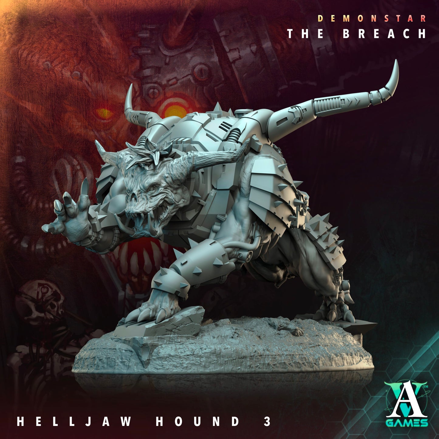3D Printed Archvillain Games Demonstar The Breach - Helljaw Hound 28mm 32mm D&D - 3D Printing Boss 
