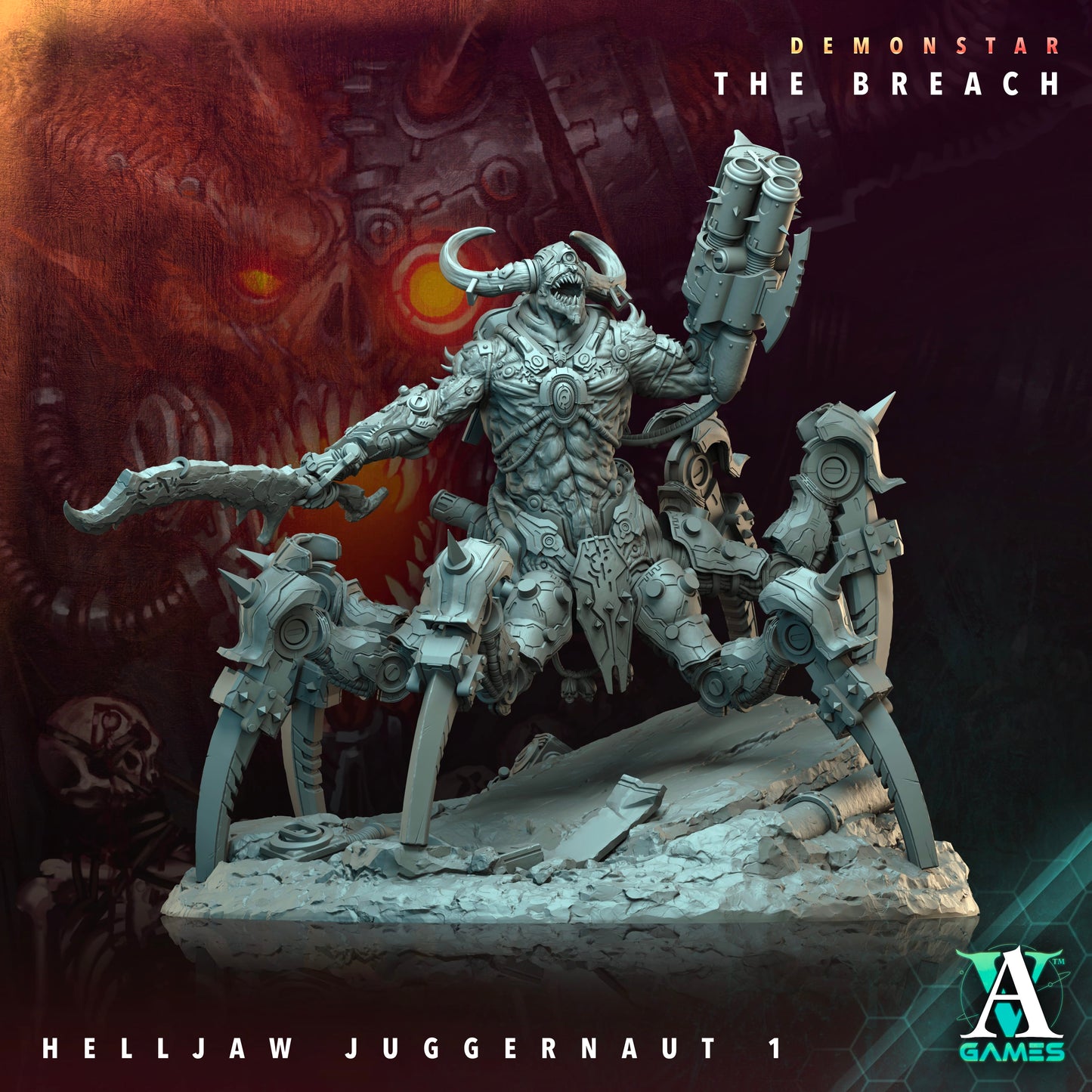 3D Printed Archvillain Games Demonstar The Breach - Helljaw Juggernaut 28mm 32mm D&D - 3D Printing Boss 
