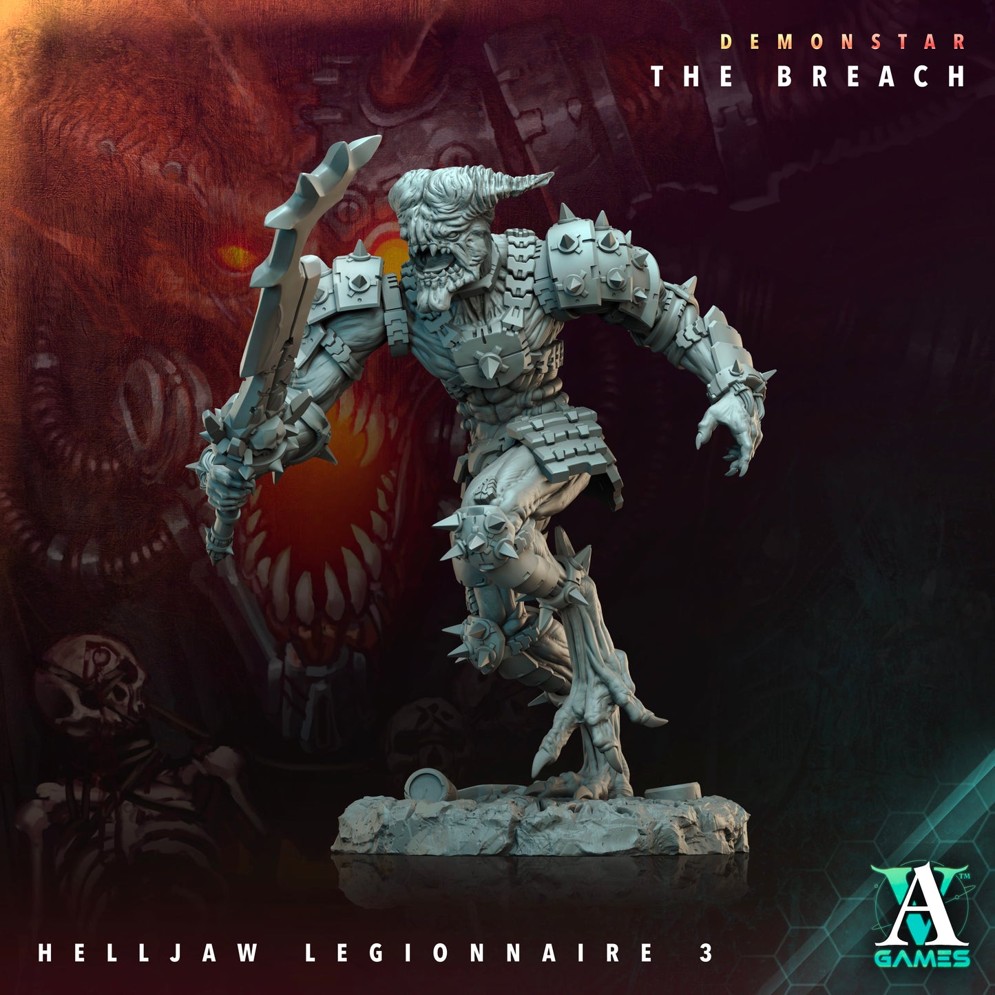 3D Printed Archvillain Games Demonstar The Breach - Helljaw Legionnaire 28mm 32mm D&D - 3D Printing Boss 