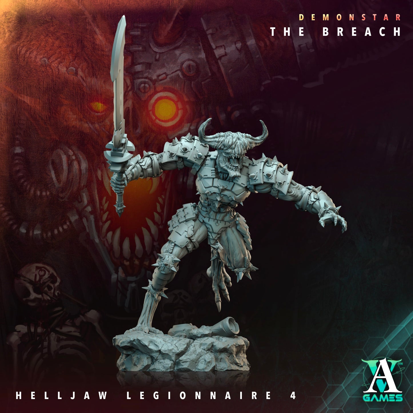 3D Printed Archvillain Games Demonstar The Breach - Helljaw Legionnaire 28mm 32mm D&D - 3D Printing Boss 