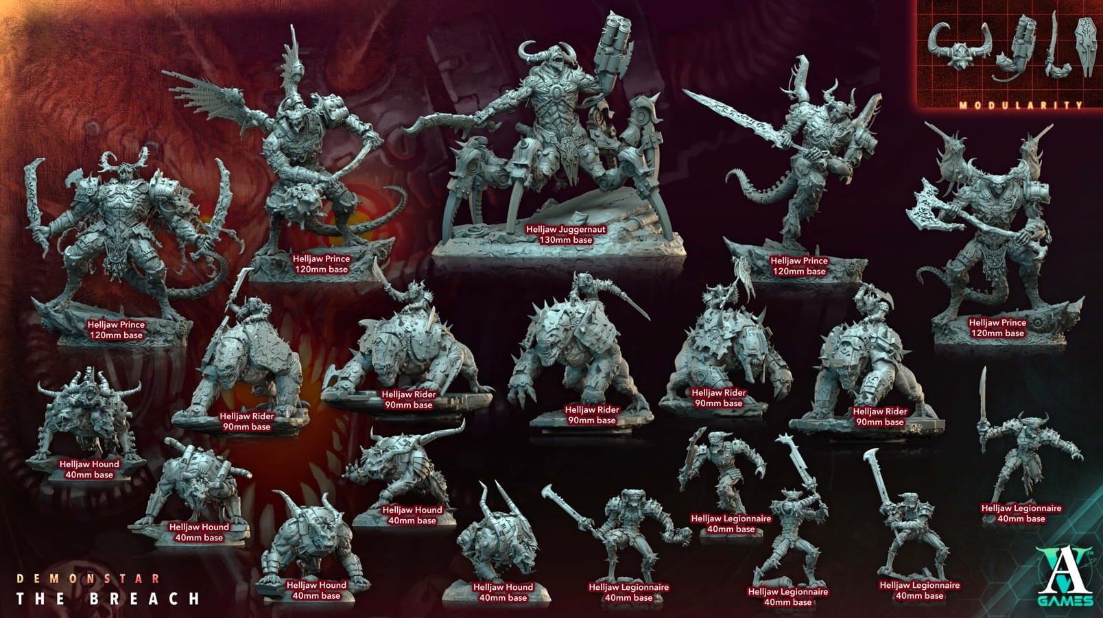 3D Printed Archvillain Games Demonstar The Breach - Helljaw Legionnaire 28mm 32mm D&D - 3D Printing Boss 
