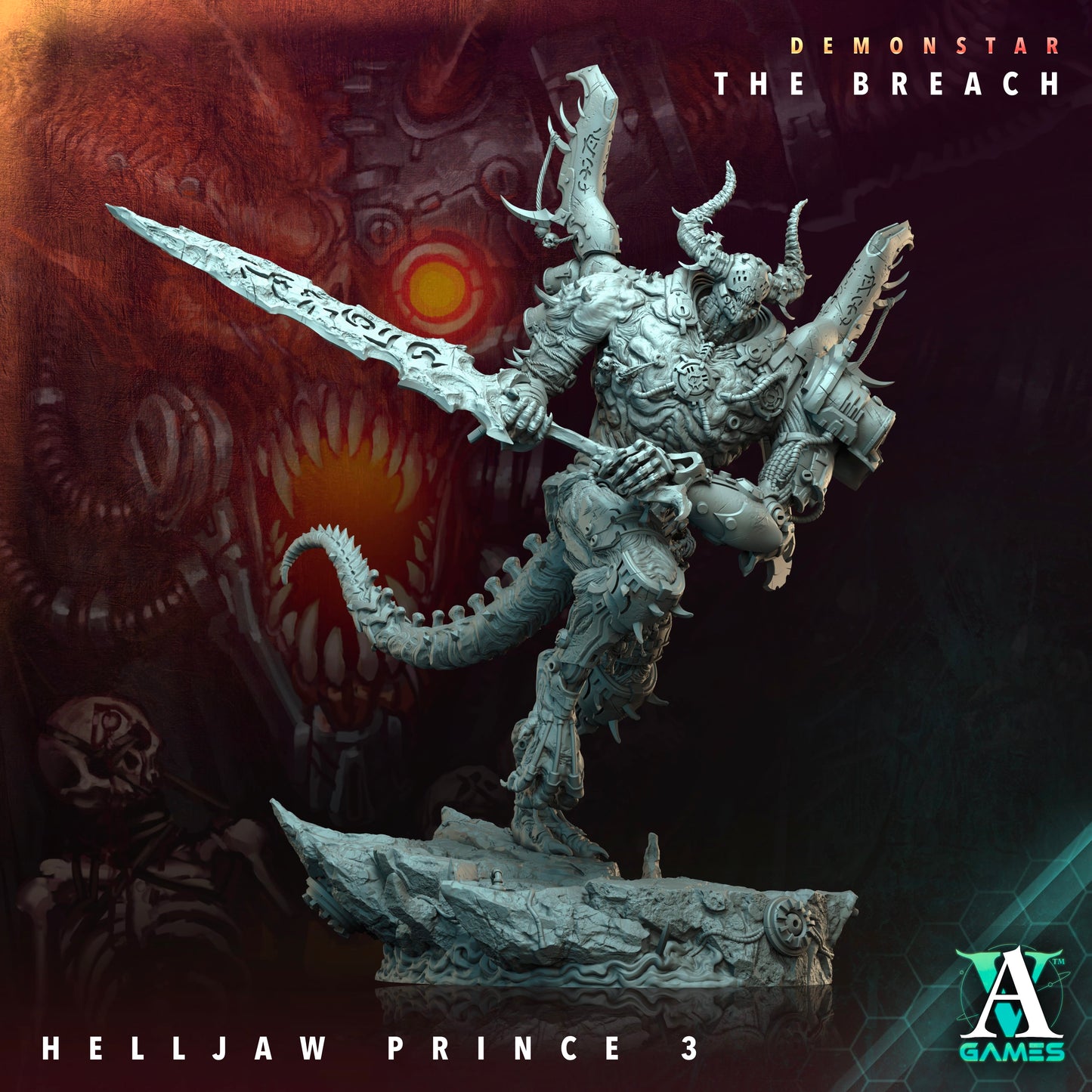 3D Printed Archvillain Games Demonstar The Breach - Helljaw Prince 28mm 32mm D&D - 3D Printing Boss 