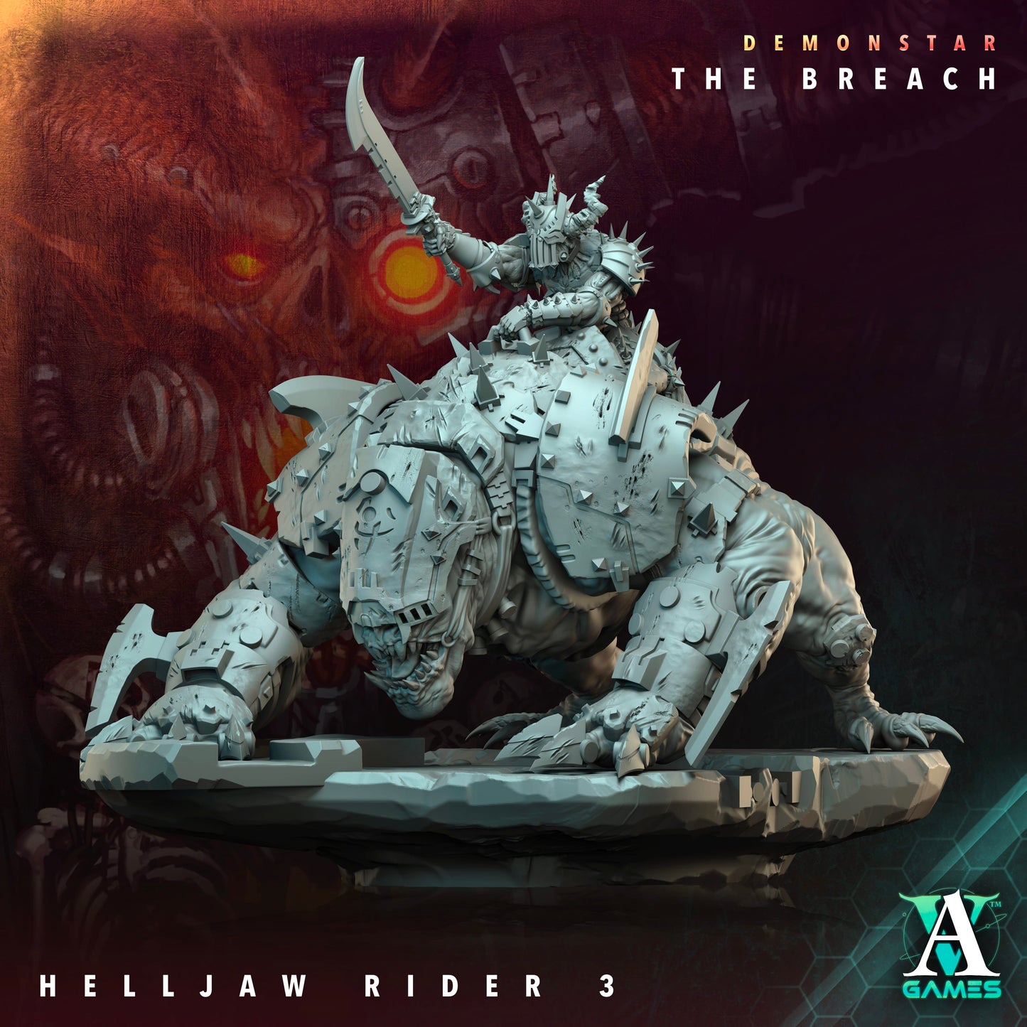3D Printed Archvillain Games Demonstar The Breach - Helljaw Rider 28mm 32mm D&D - 3D Printing Boss 