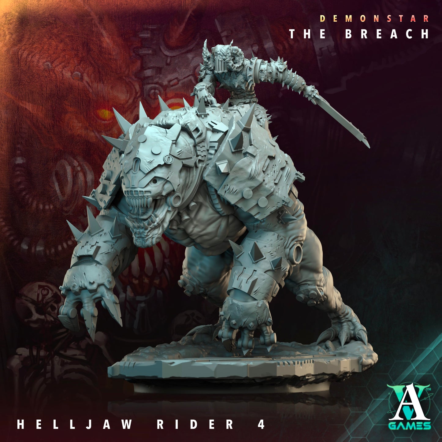 3D Printed Archvillain Games Demonstar The Breach - Helljaw Rider 28mm 32mm D&D - 3D Printing Boss 