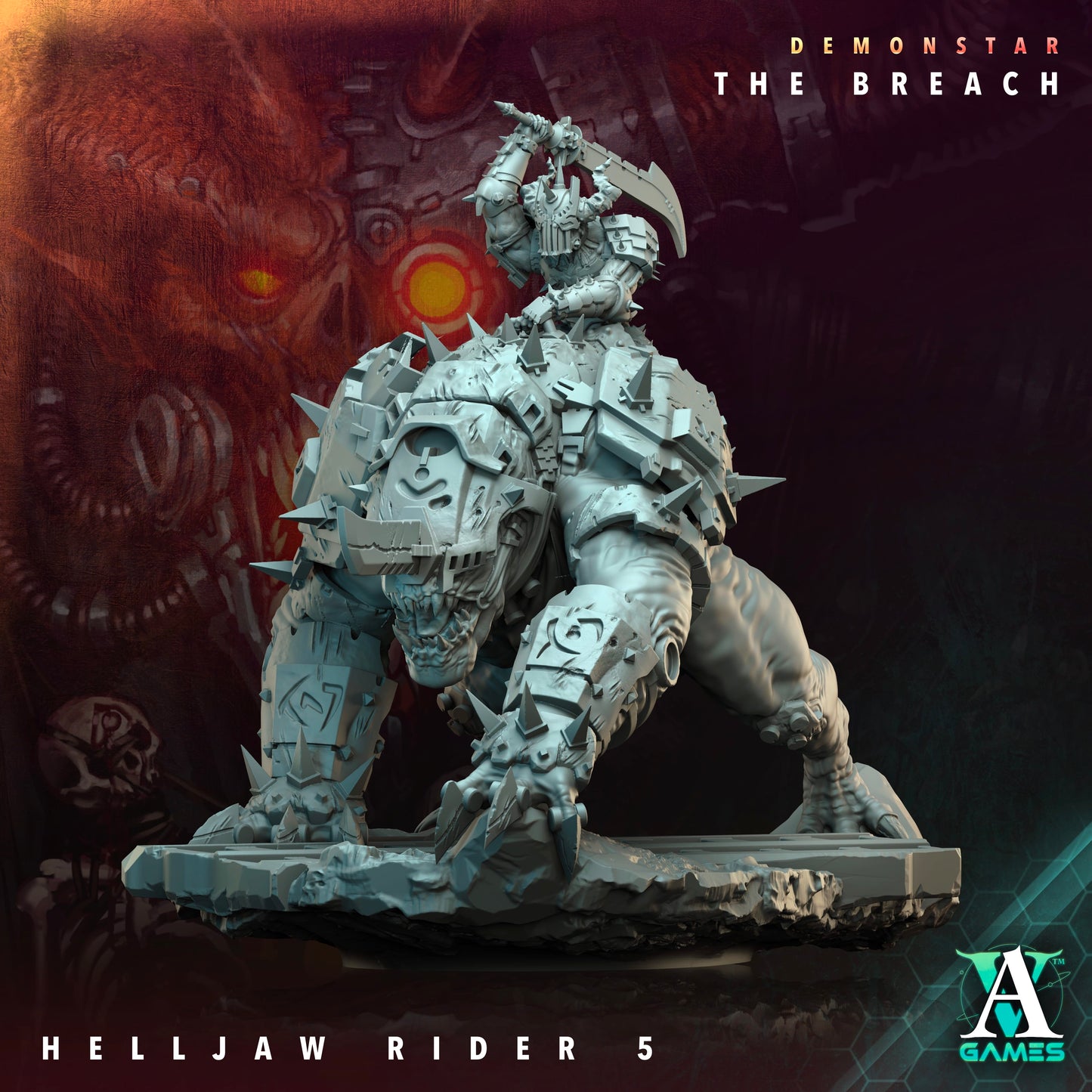 3D Printed Archvillain Games Demonstar The Breach - Helljaw Rider 28mm 32mm D&D - 3D Printing Boss 