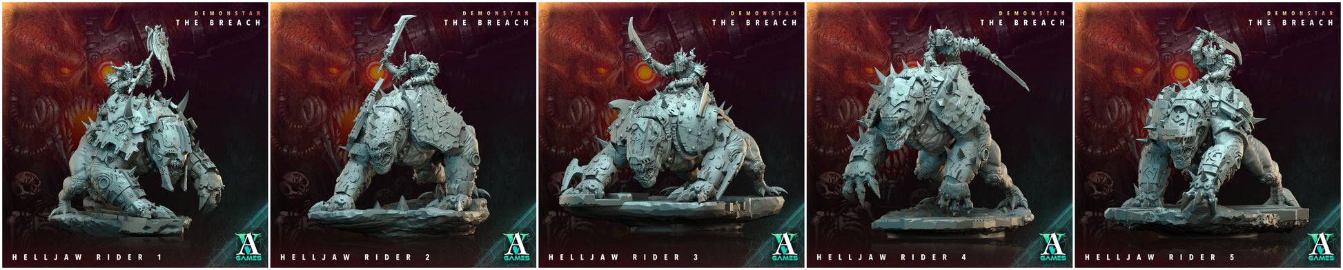 3D Printed Archvillain Games Demonstar The Breach - Helljaw Rider 28mm 32mm D&D - 3D Printing Boss 