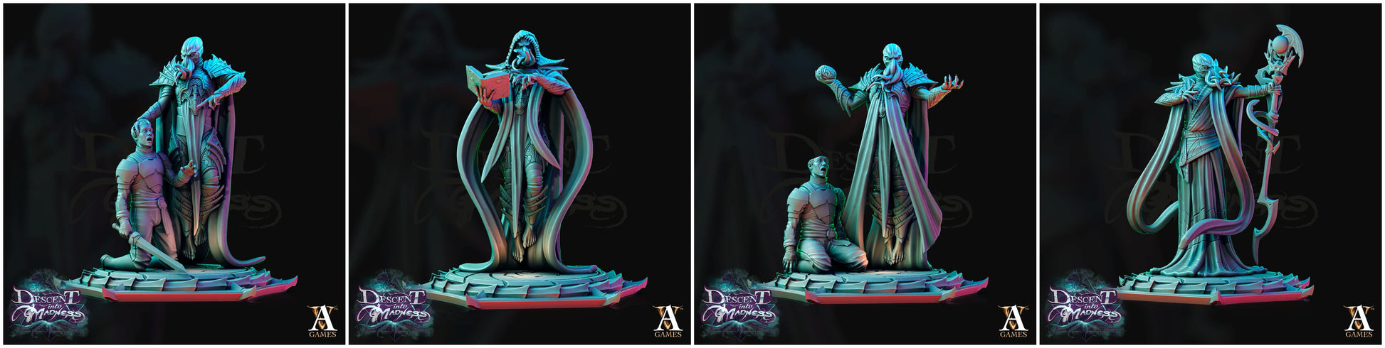 3D Printed Archvillain Games Descent into Madness Encephalids 28 32mm D&D - 3D Printing Boss 