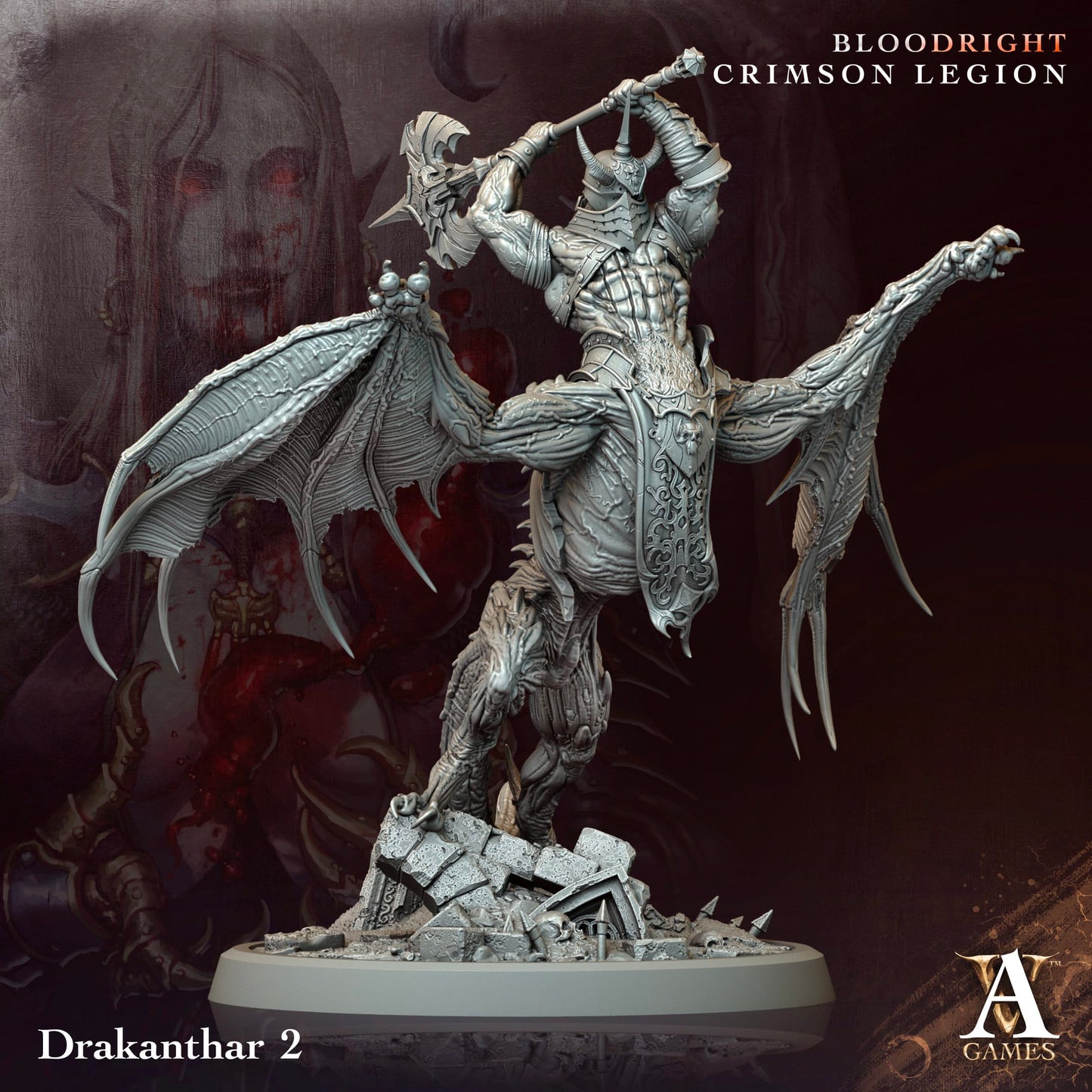 3D Printed Archvillain Games Drakanthar Bloodright - Crimson Legion 28 32mm D&D - 3D Printing Boss 