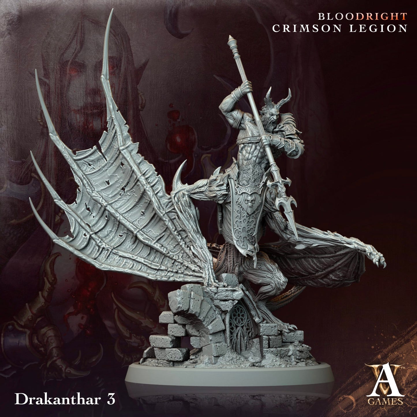 3D Printed Archvillain Games Drakanthar Bloodright - Crimson Legion 28 32mm D&D - 3D Printing Boss 