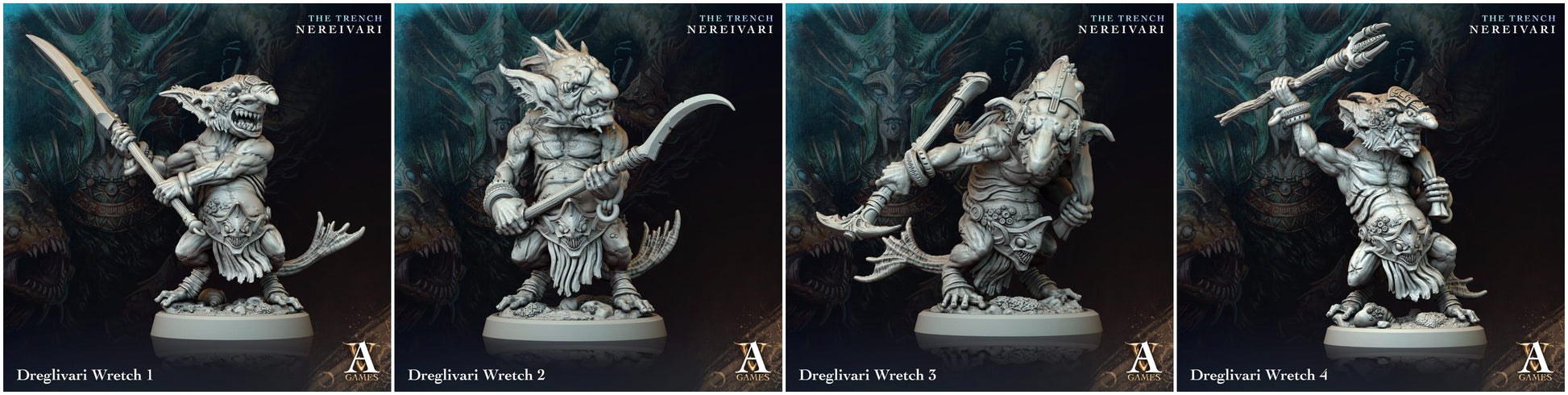 3D Printed Archvillain Games Dreglivari Wretch The Trench Nereivari Archvillain Society Vol XXXV 28 32mm D&D - 3D Printing Boss 