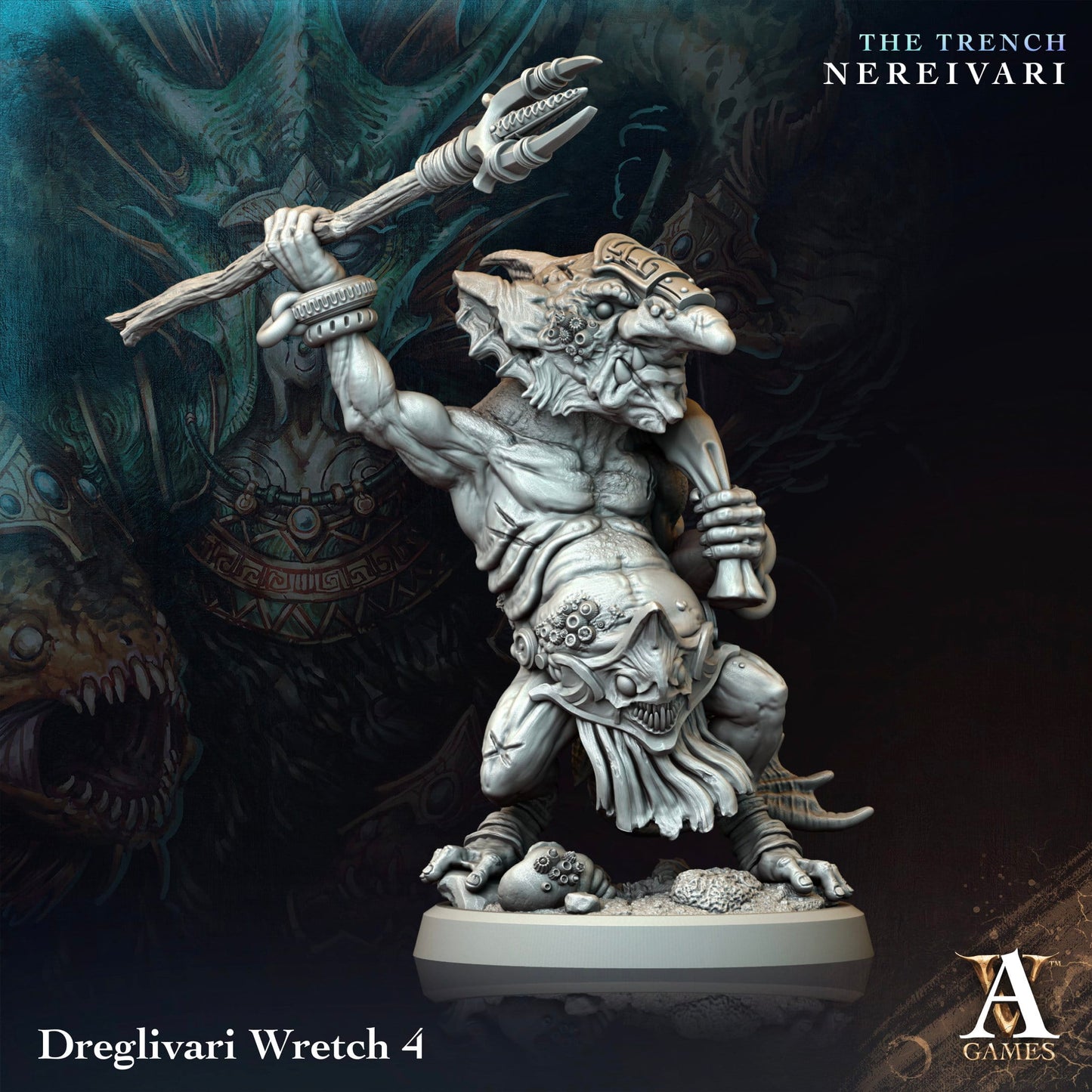 3D Printed Archvillain Games Dreglivari Wretch The Trench Nereivari Archvillain Society Vol XXXV 28 32mm D&D - 3D Printing Boss 