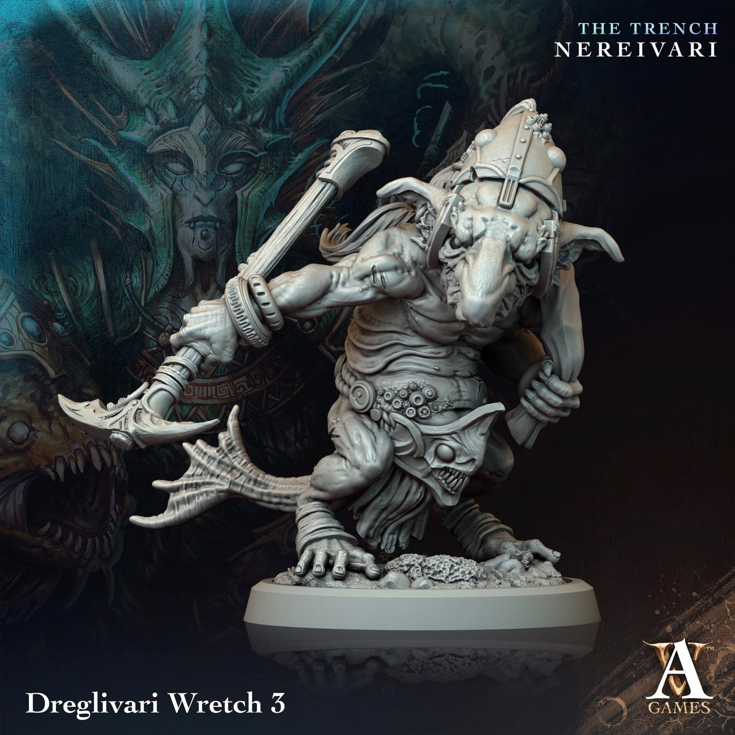 3D Printed Archvillain Games Dreglivari Wretch The Trench Nereivari Archvillain Society Vol XXXV 28 32mm D&D - 3D Printing Boss 