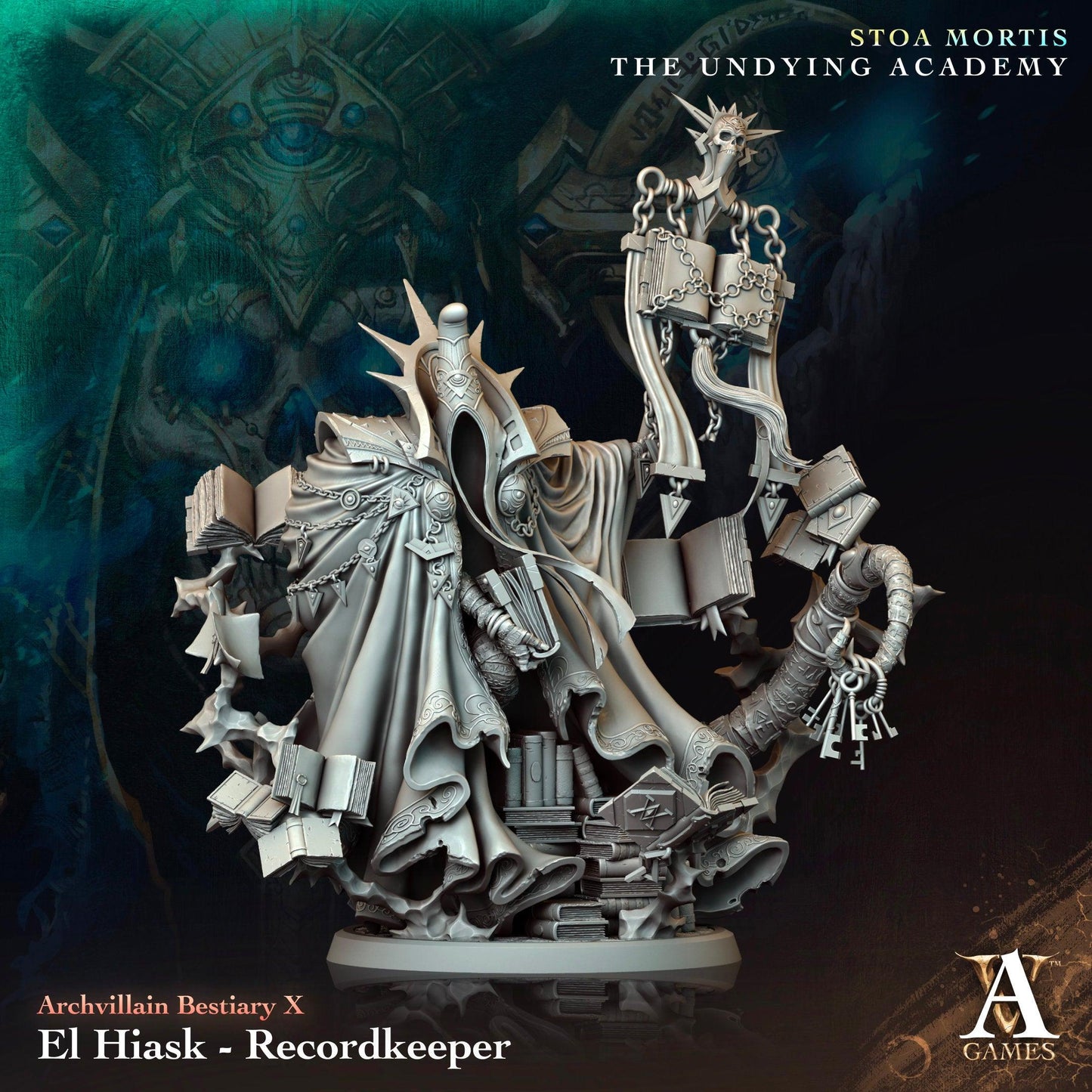3D Printed Archvillain Games El Hiask Recordkeeper Archvillain Bestiary Vol. X 28 32mm D&D - 3D Printing Boss 