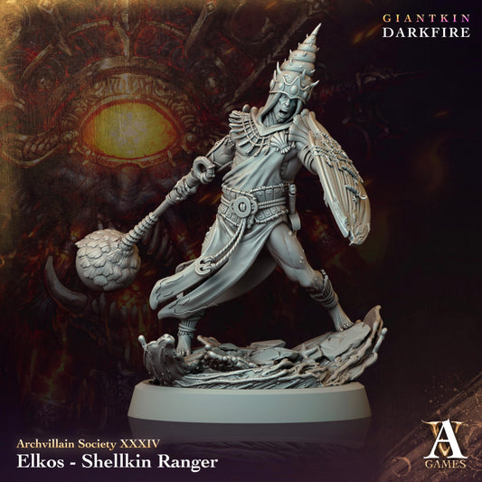 3D Printed Archvillain Games Elkos Shellkin Ranger Archvillain Society Vol. XXXIV 28 32mm D&D - 3D Printing Boss 