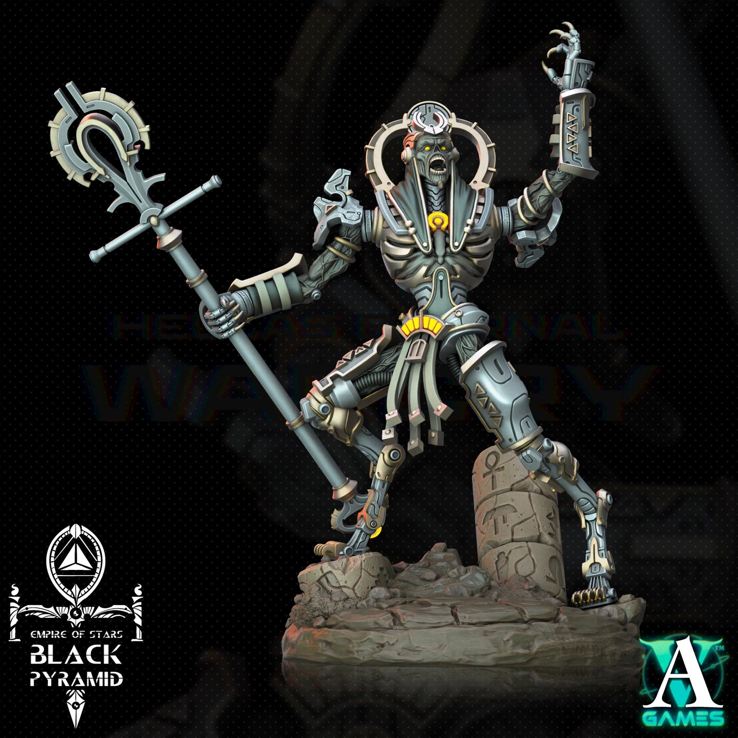 3D Printed Archvillain Games Empire of Stars - Black Pyramid Keteph Ankhesh 28 32mm D&D - 3D Printing Boss 