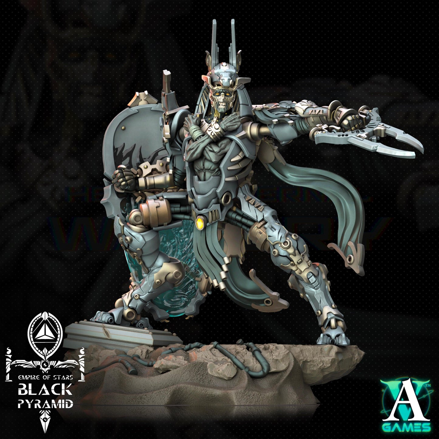 3D Printed Archvillain Games Empire of Stars - Black Pyramid Keteph Issahar 28 32mm D&D - 3D Printing Boss 