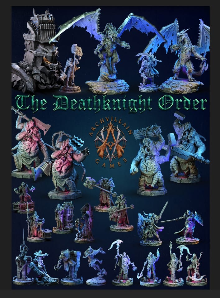 3D Printed Archvillain Games Erevos the Death Dragon The Deathknight Order 28 32mm D&D - 3D Printing Boss 