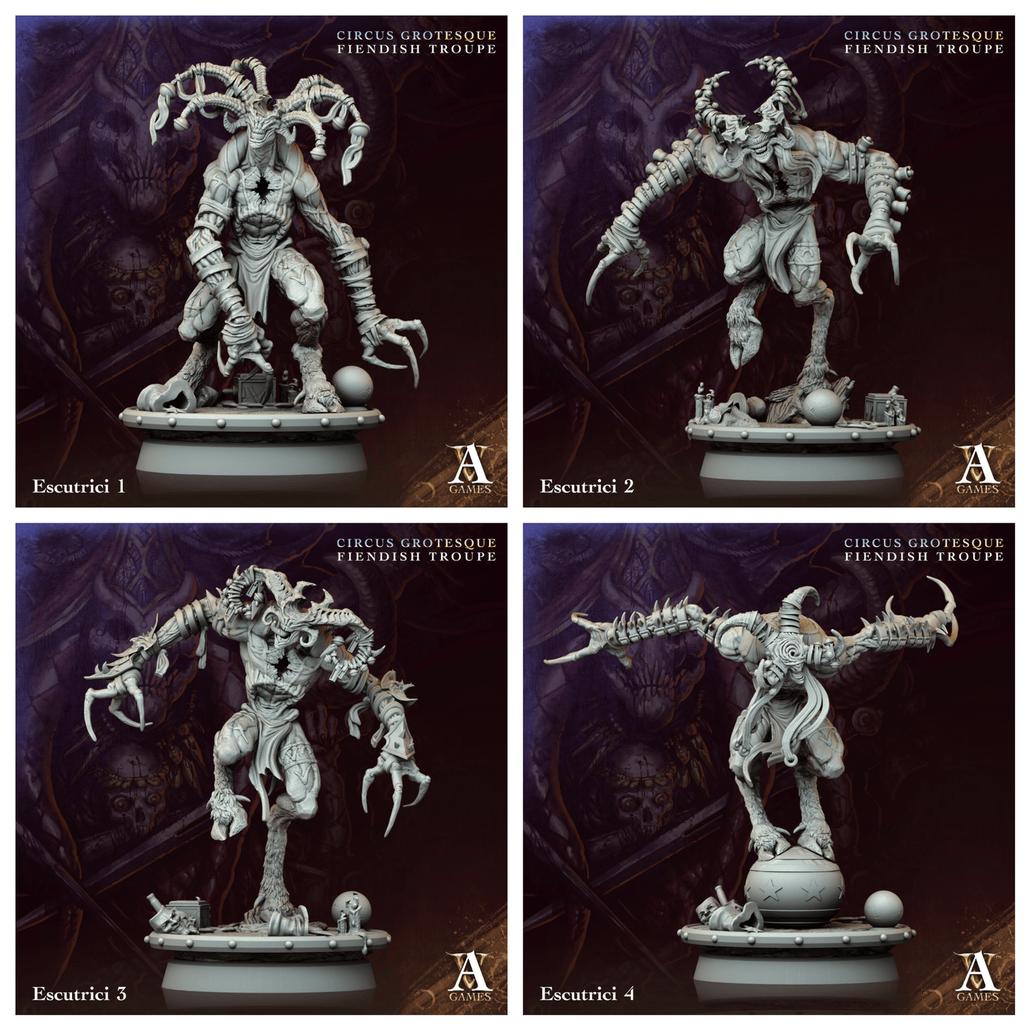 3D Printed Archvillain Games Escutrici Circus Grotesque Fiendish Troupe 28 32mm D&D - 3D Printing Boss 