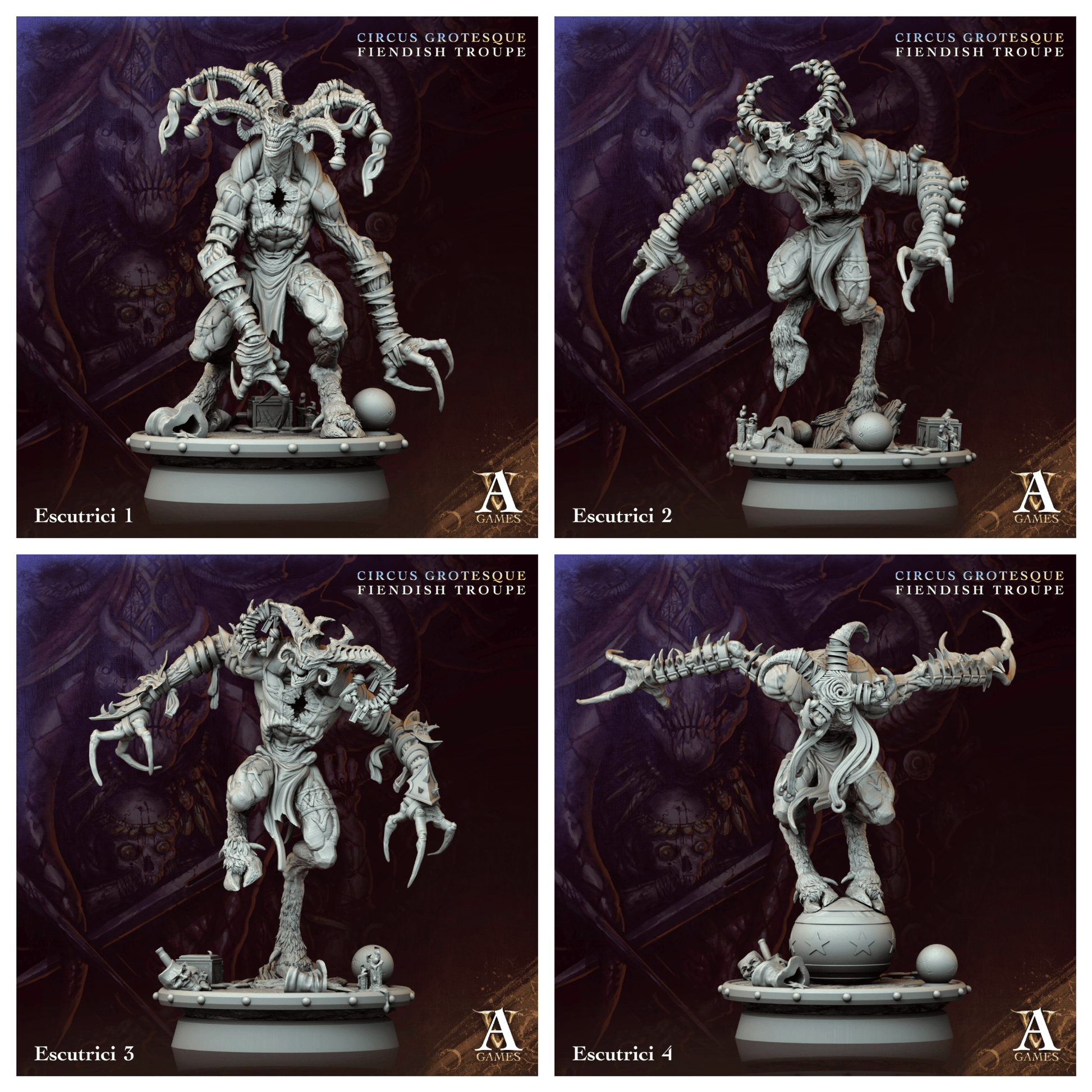 3D Printed Archvillain Games Escutrici Circus Grotesque Fiendish Troupe 28 32mm D&D - 3D Printing Boss 