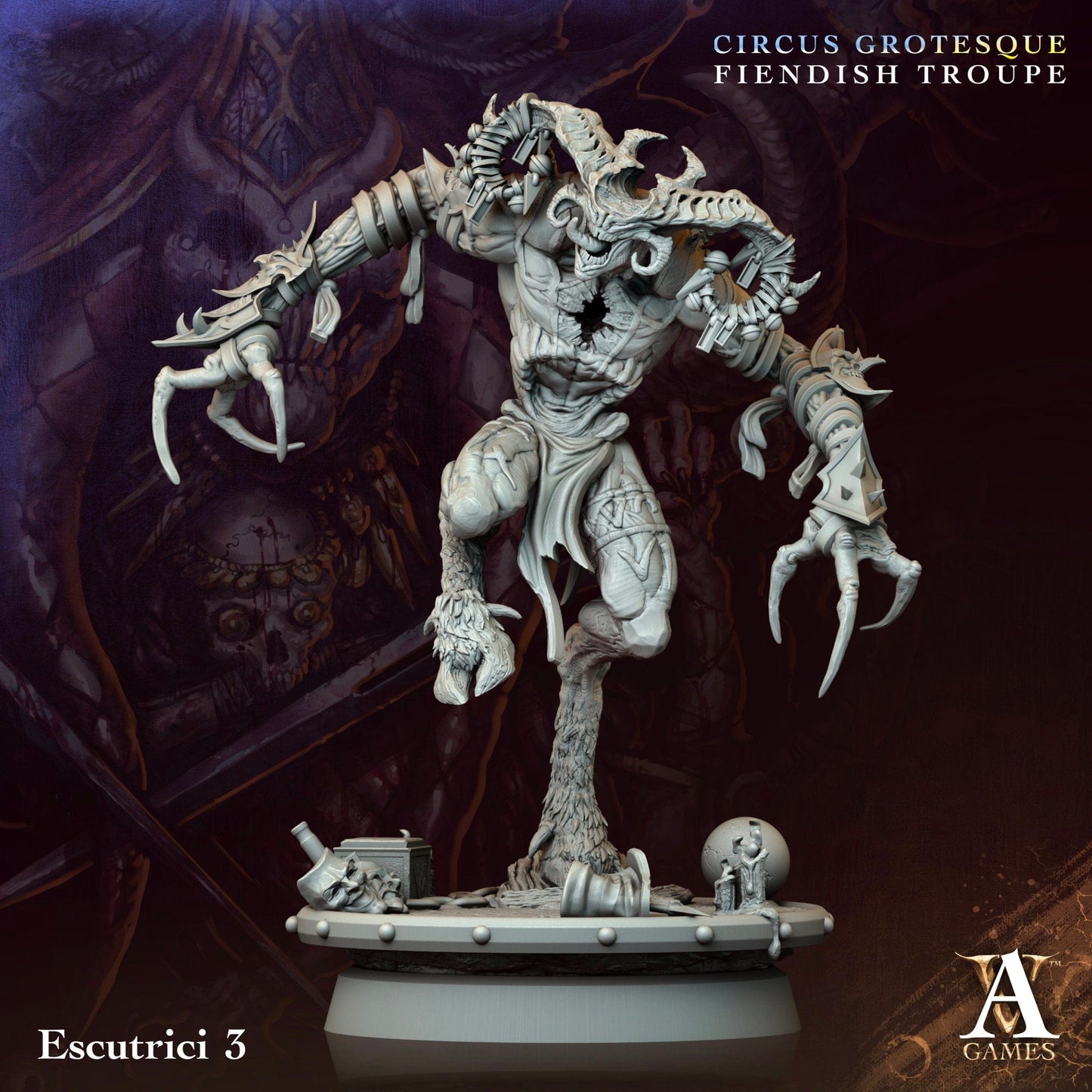 3D Printed Archvillain Games Escutrici Circus Grotesque Fiendish Troupe 28 32mm D&D - 3D Printing Boss 